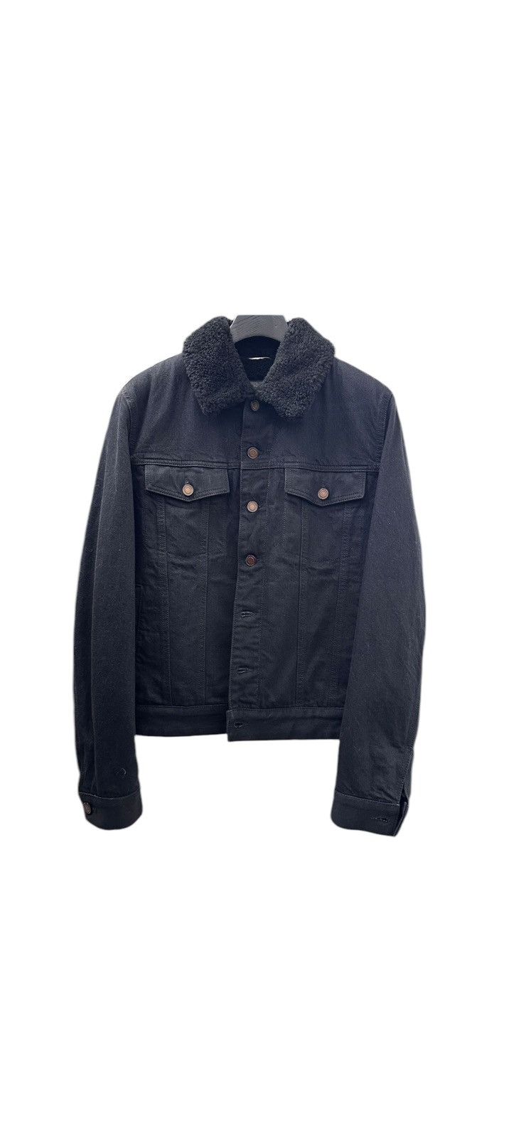 Saint Laurent Paris Saint Laurent Jacket with shearling in worn black denim Size US S / EU 44-46 / 1 - 1 Thumbnail