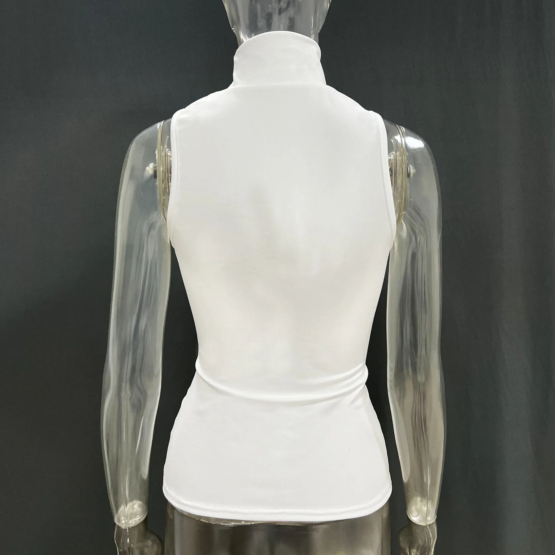 Other Gold Ring Sleeveless Cold-shoulder Stretch Top Size L / US 10 / IT 46 - 5 Thumbnail