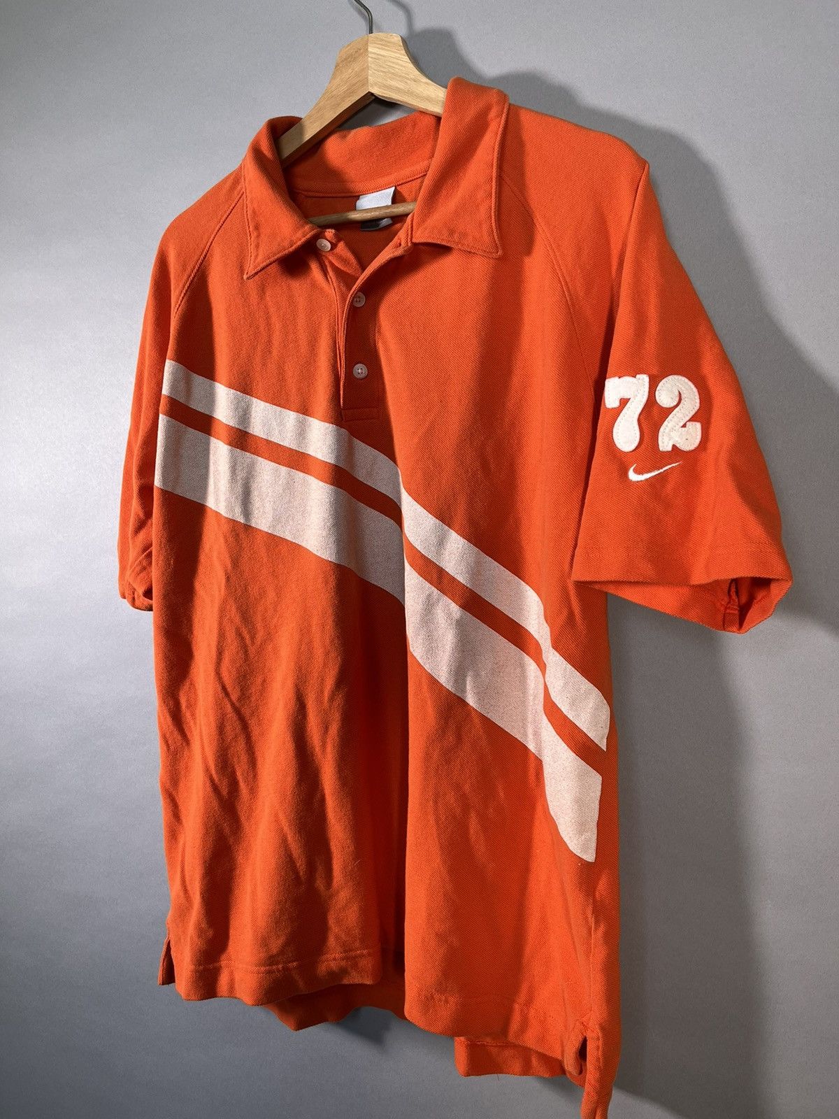 Nike × Vintage Y2K Nike Silver Tag Orange Polo Size US L / EU 52-54 / 3 - 1 Thumbnail