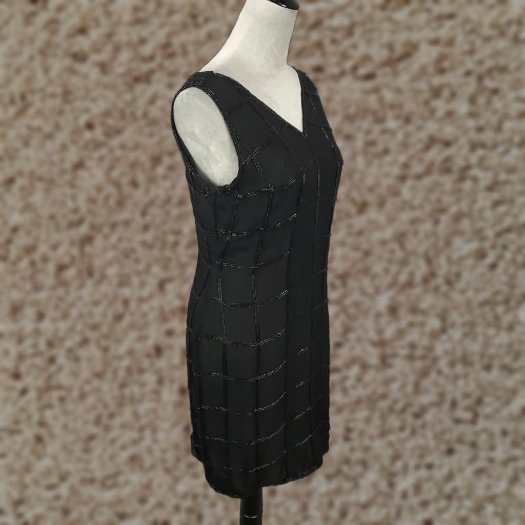 Vintage VINTAGE Laurence Kazar Silk Mini Dress Sleeveless Beaded Business Formal Cocktail Lined Black Womens Large Size 36" / US 14 / IT 50 - 1 Thumbnail
