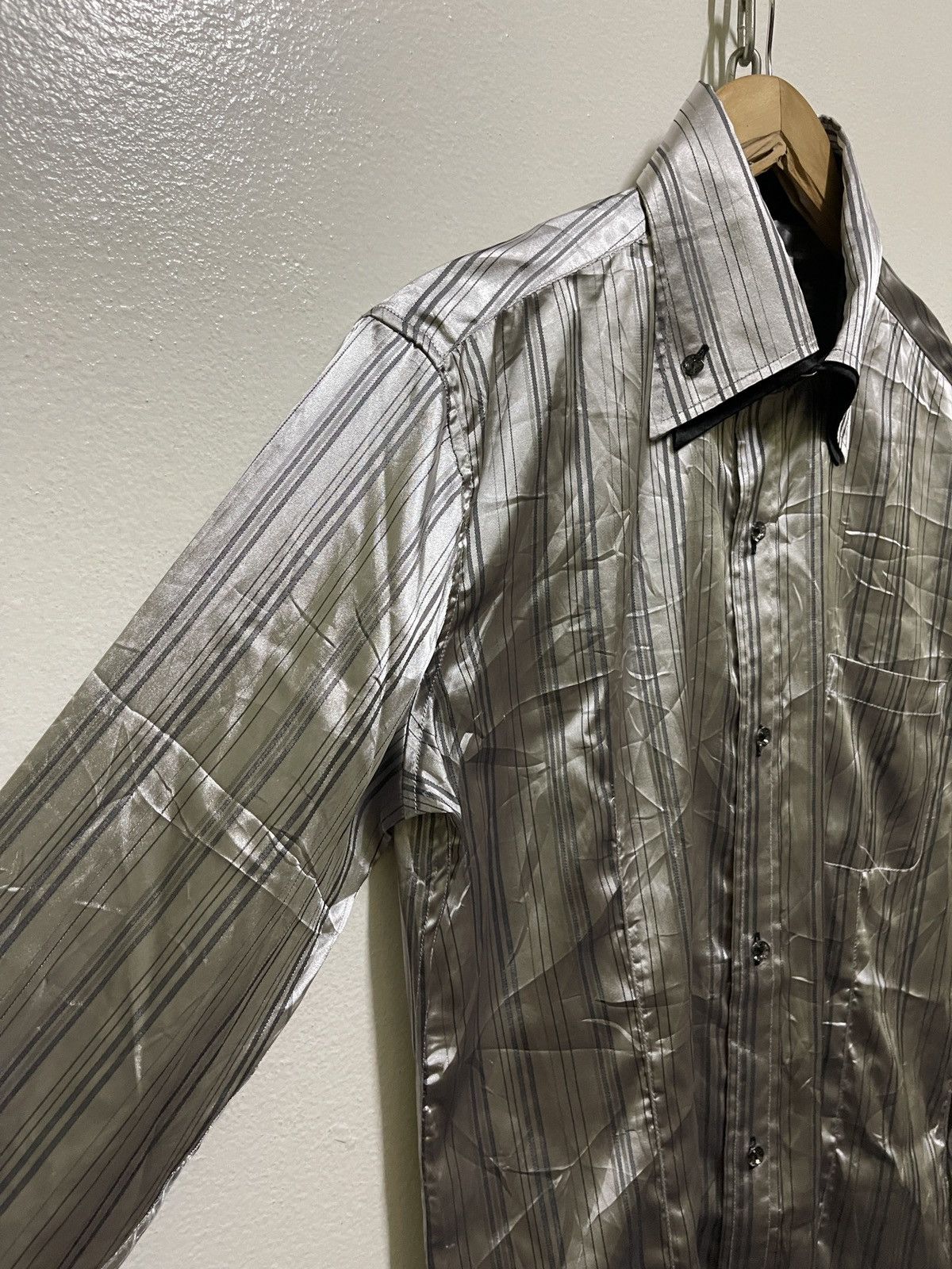 Japanese Brand × semanticdesign Semantic Design Silver Striped Shirt Size US L / EU 52-54 / 3 - 2 Thumbnail
