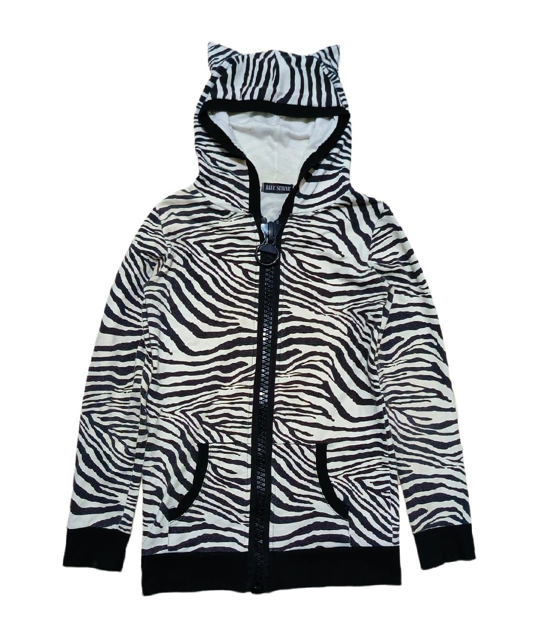 2000s Blue Strive- 3D Zebra Eared hoodie Big Zip
