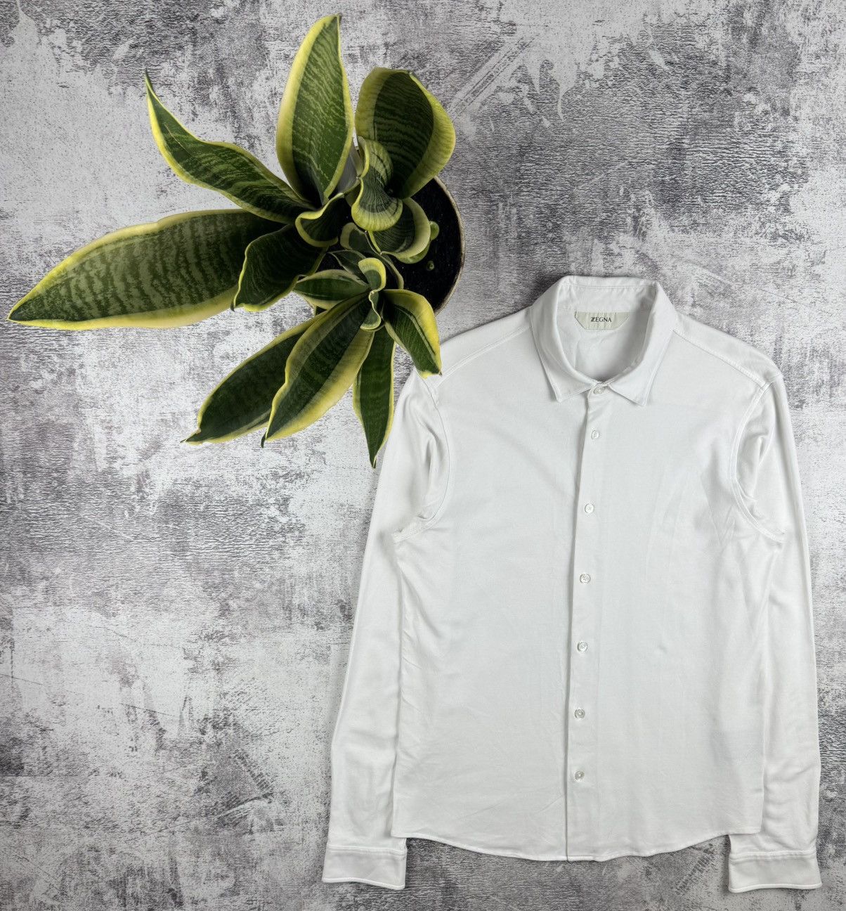 Z Zegna Vintage Z Zegna White Luxury Medium Classic Longsleeve Luxury Button Blank Shirt Size US M / EU 48-50 / 2 - 1 Thumbnail