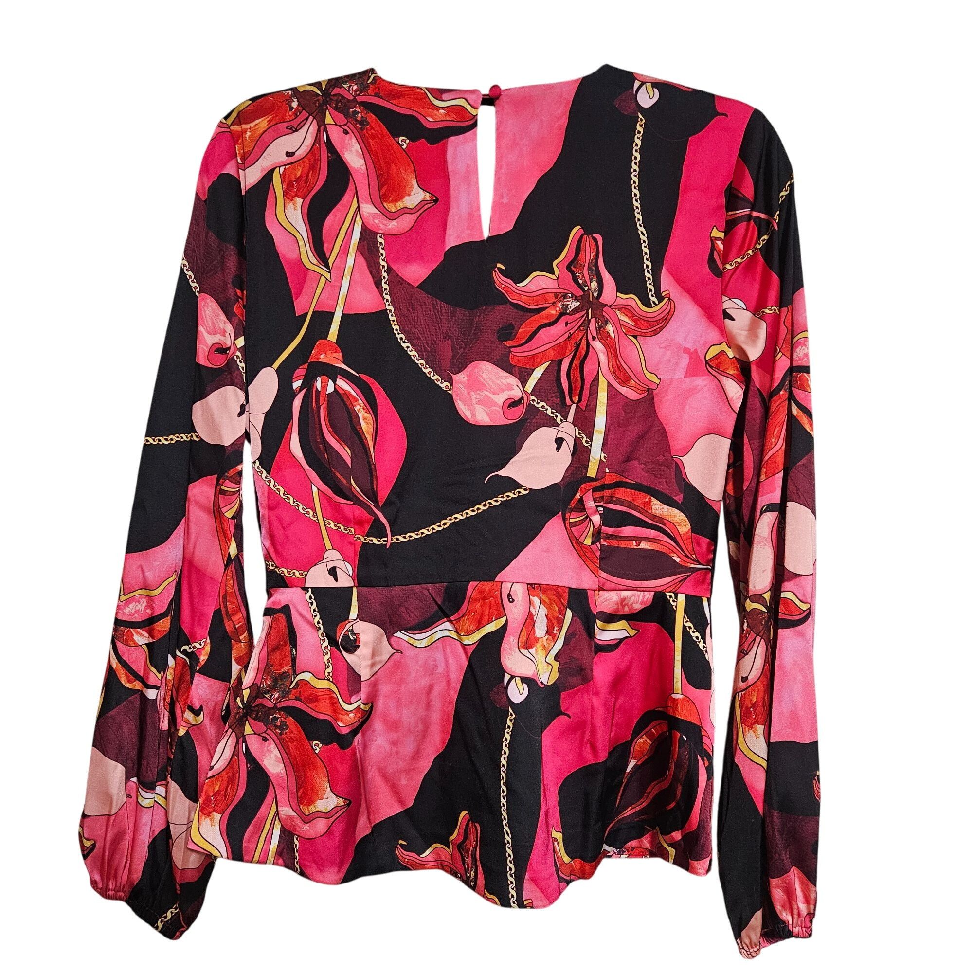 I.N.C INC Women’s Twist Blouse Pink Print 6 Maximalist Power Top N Size M / US 6-8 / IT 42-44 - 3 Thumbnail