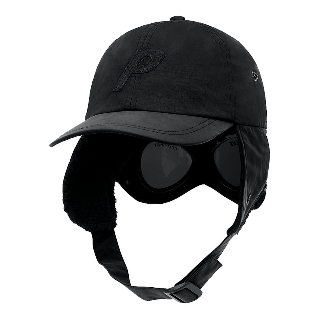 image of C P Company x Palace C.p. Company Goggle Black Ear Flap P-Cap, Men's