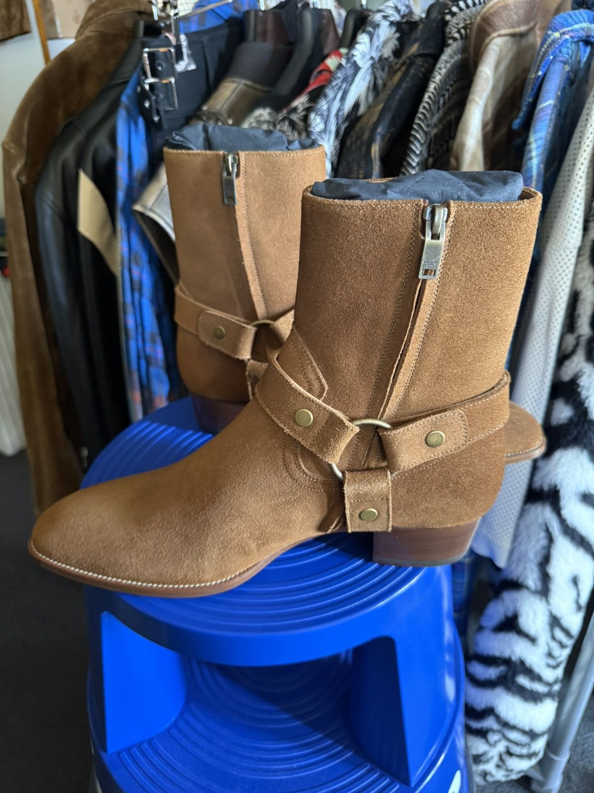 Saint Laurent Paris $1.45k Saint Laurent Wyatt Harness boots 41.5 tan beige Size US 8.5 / EU 41-42 - 4 Thumbnail