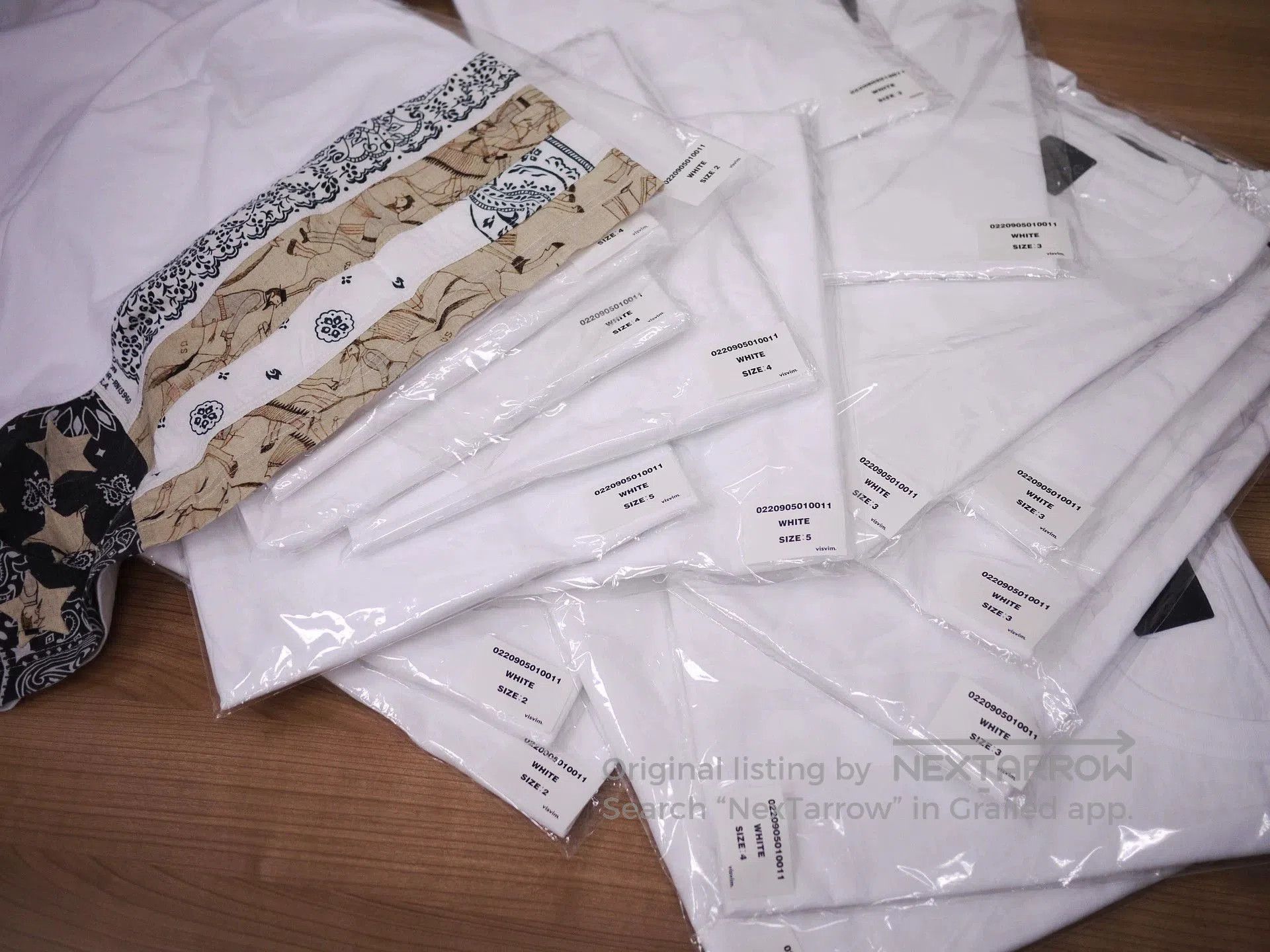 Visvim White Short Sleeve Shirt with Patterned Hem. Size US L / EU 52-54 / 3 - 7 Thumbnail