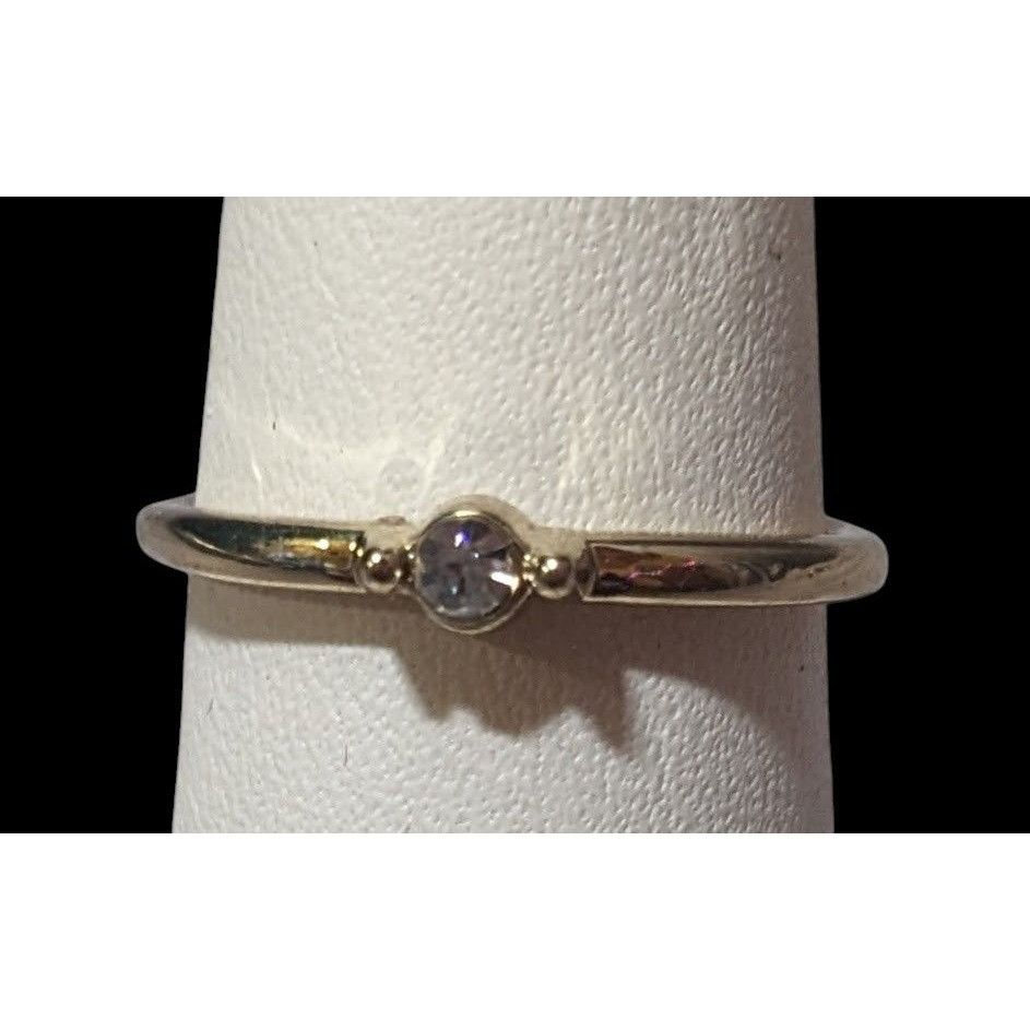 Other Minimalist Gold Tone Clear Single Gemmed Ring Size 6 3/4 Size ONE SIZE - 2 Thumbnail