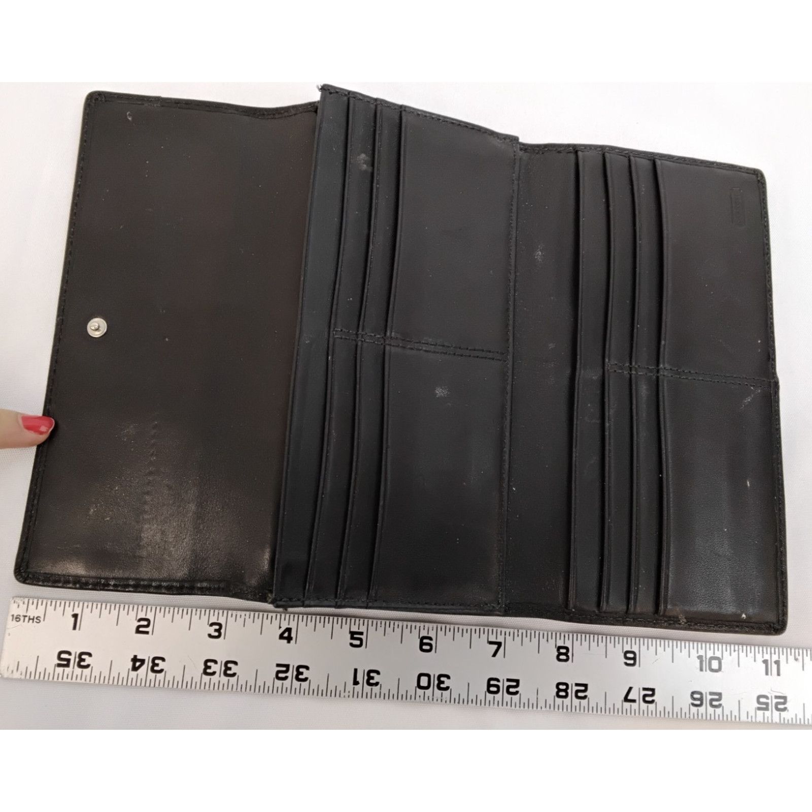 Coach Coach Tri-Fold Black Leather Wallet Envelope Snap VTG 2000s Size ONE SIZE - 10 Thumbnail