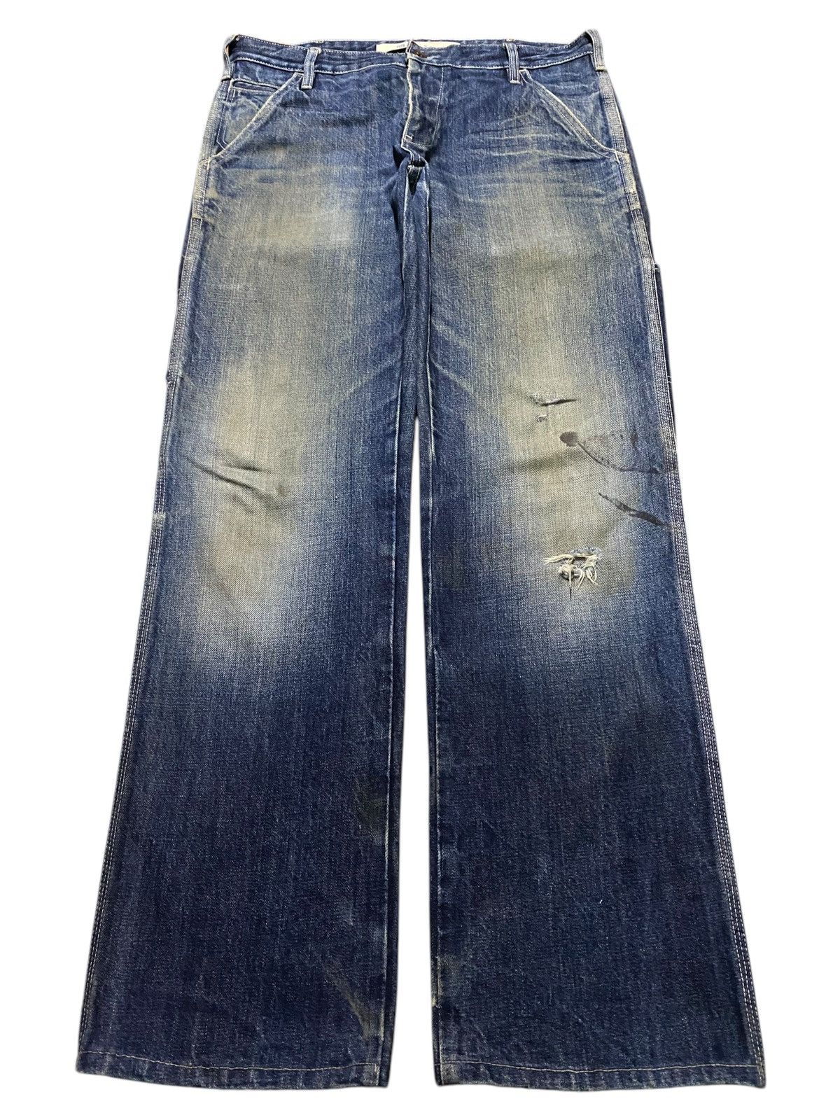 Le Grande Bleu (L.G.B.) Multipocket Carpenter Mud Wash Buckle Back Baggy Gap Jeans Size US 34 / EU 50 - 2 Thumbnail