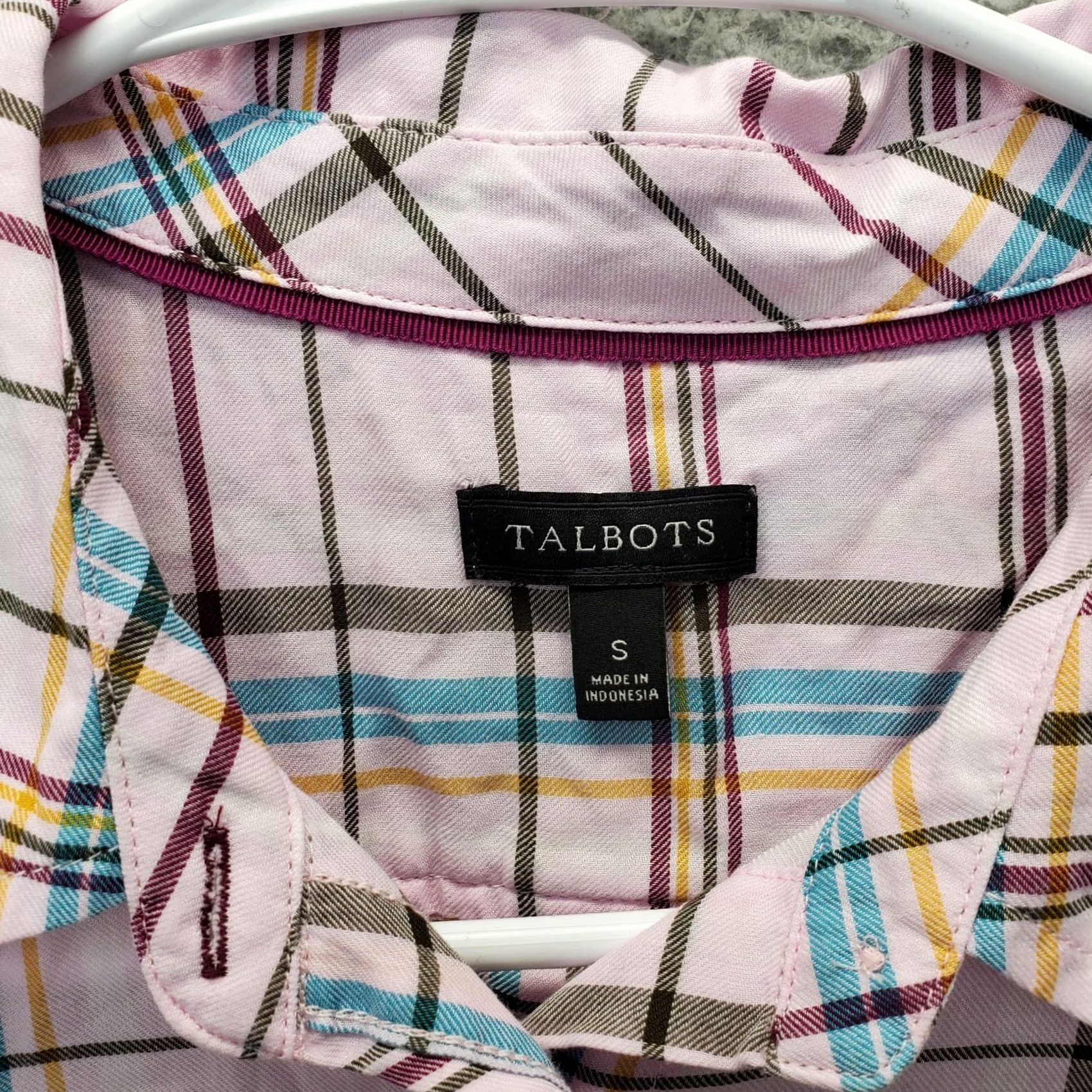 Talbots Talbots Womens Small Multicolor Check Long Sleeve Button Up Shirt - Casual, Cotton, 100% Cotton, Regular Fit, White/Multicolor, Size S Size S / US 4 / IT 40 - 3 Thumbnail