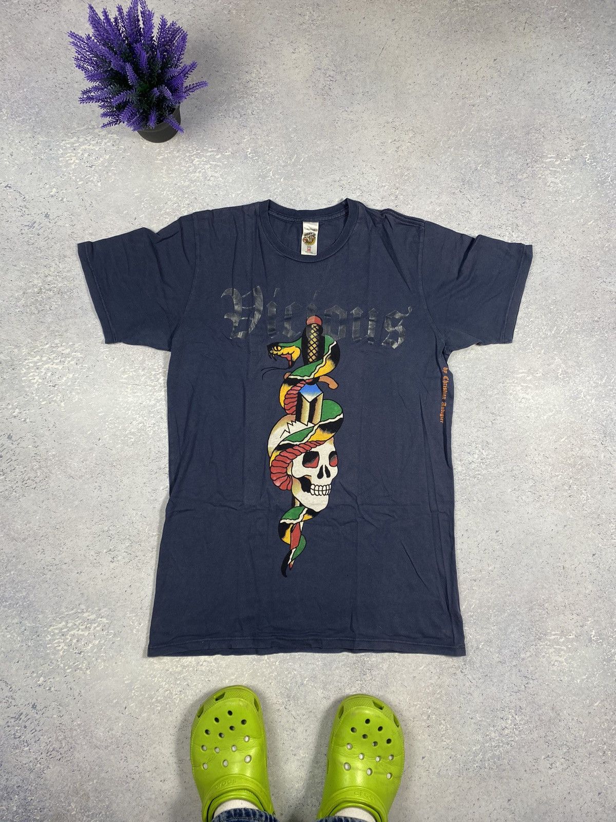 Ed Hardy Ed Hardy Men’s Blue T-Shirt With Big Logo Size Medium Size US M / EU 48-50 / 2 - 2 Thumbnail