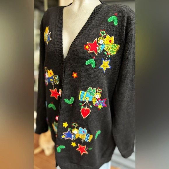 Quacker Factory Vintage Quacker Factory Holiday Christmas Cardigan Sweater Size L / US 10 / IT 46 - 4 Thumbnail