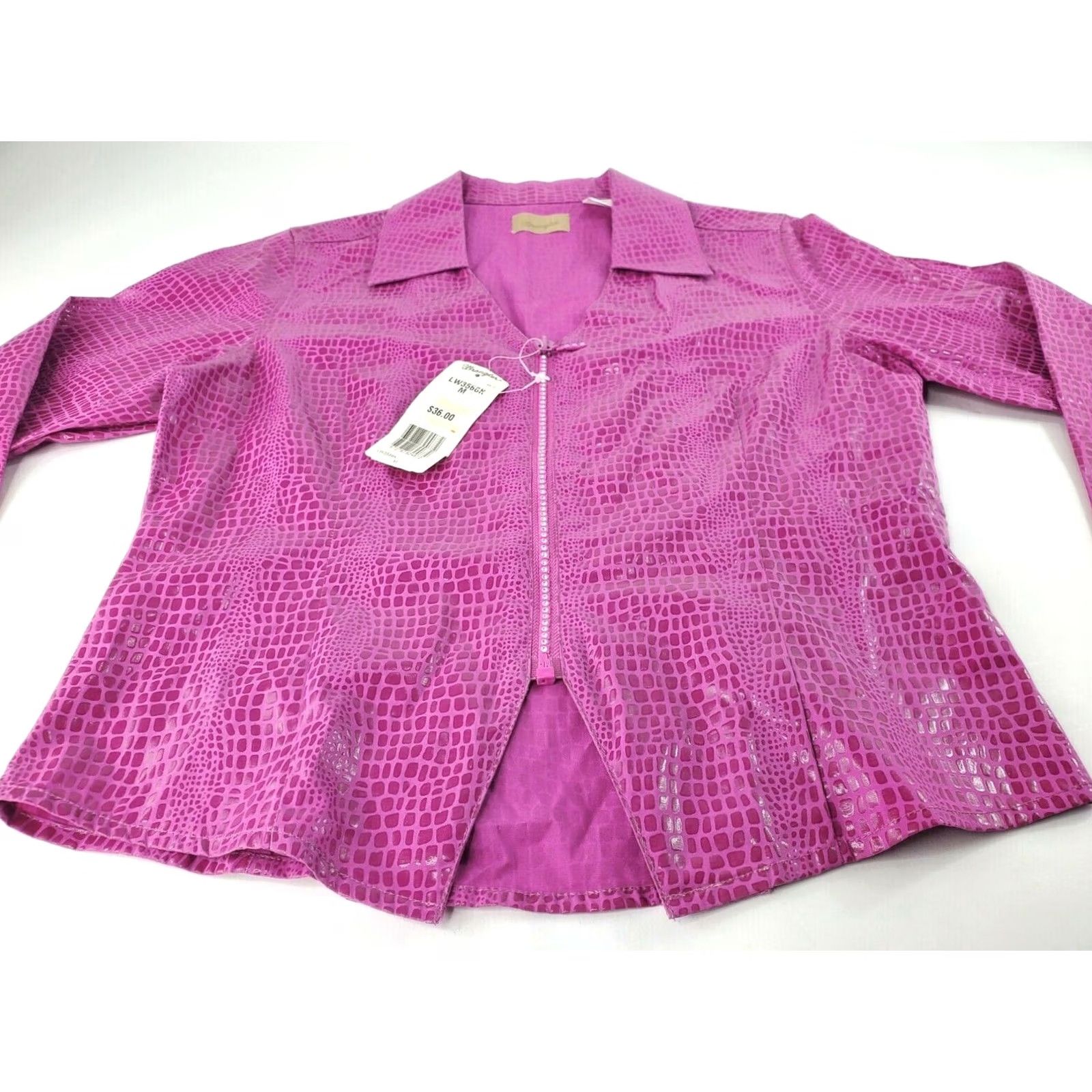 Wrangler VINTAGE Wrangler Jacket Womens Pink Snake Print, Faux Reptile Pattern, LW3566K, Jewelled Zipper, M Size M / US 6-8 / IT 42-44 - 3 Thumbnail