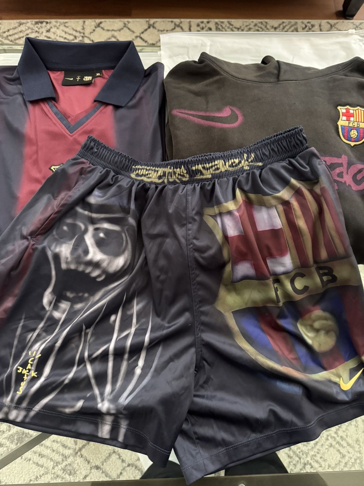 激レア cactus jack NIKE Barcelona SHORTS Travis Scott x Nike x FC Barcelona Skeleton Home Shorts