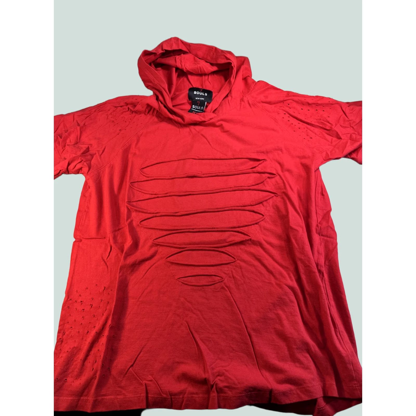 Vintage 7 Souls Hoodie T-Shirt Red XL Men Pullover Regular 7 Souls Brand Logo Mens Size US XL / EU 56 / 4 - 1 Thumbnail