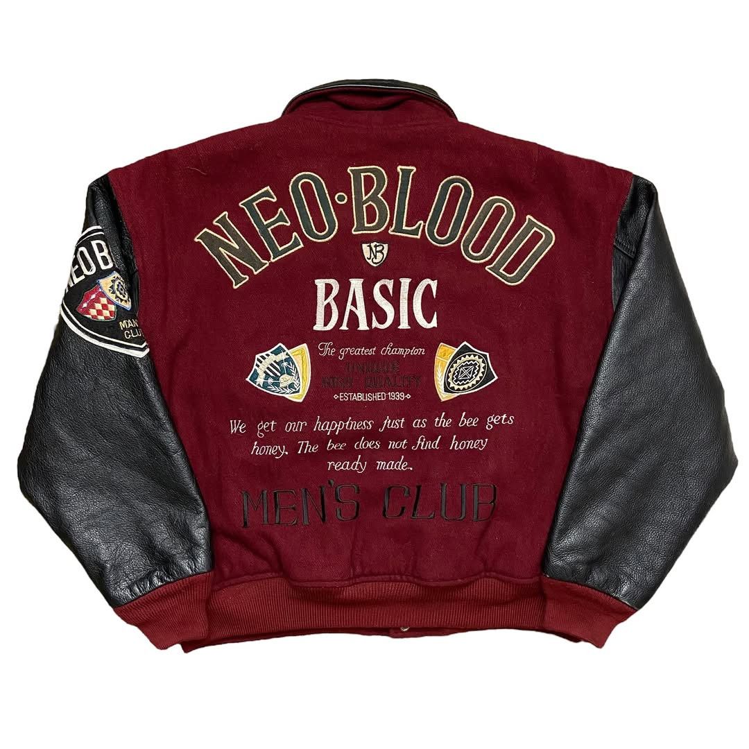 Vintage Neo Blood Japan Varsity Sleeve Leather Jacket