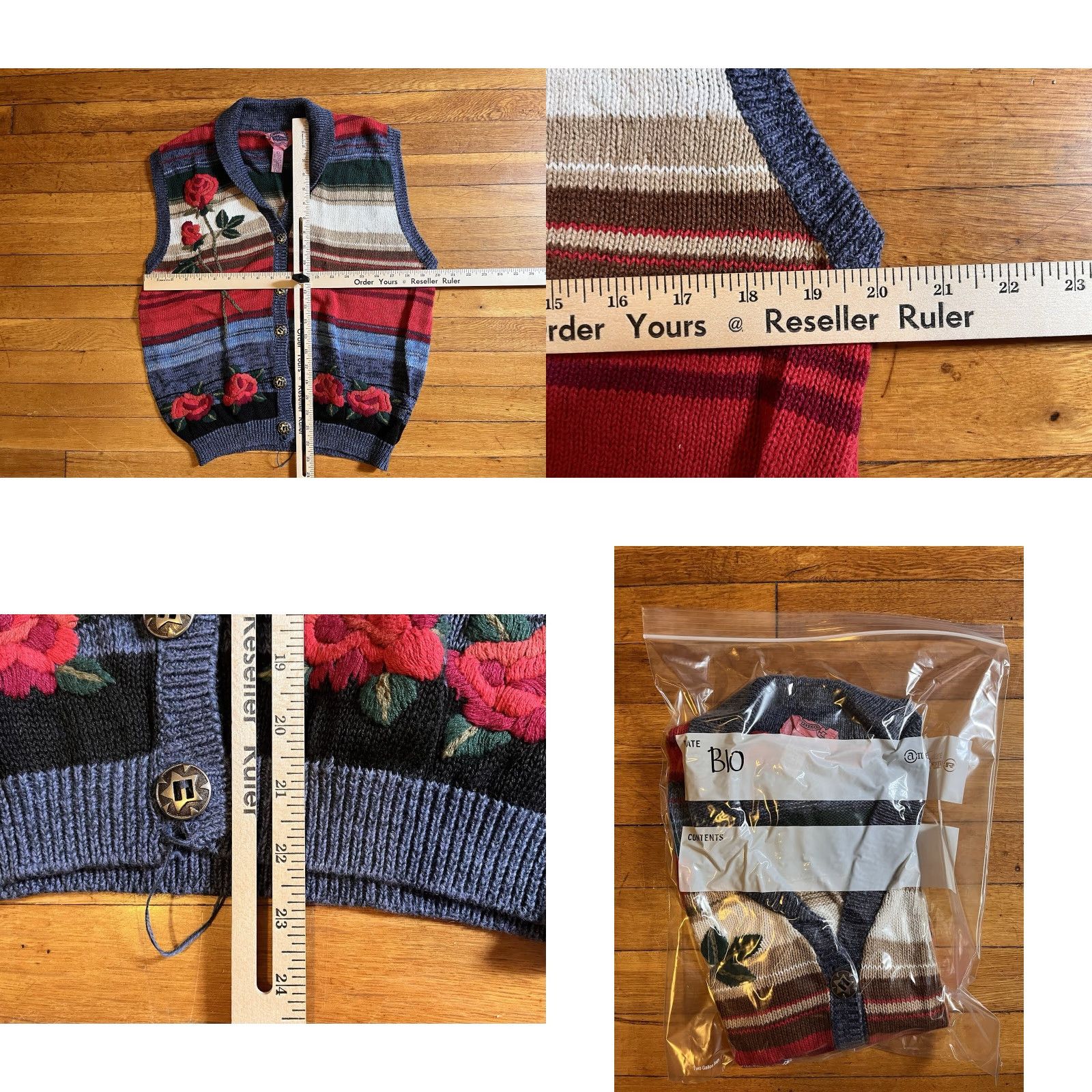 Vintage VINTAGE Cambridge Dry Goods Rose Sweater Vest Womens Large Blue Shirt Size L / US 10 / IT 46 - 8 Thumbnail