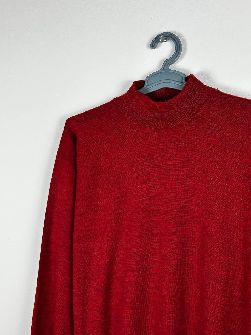 Fedeli FEDELI 100% Wool Red Mock Neck Sweater Size US M / EU 48-50 / 2 - 3 Thumbnail