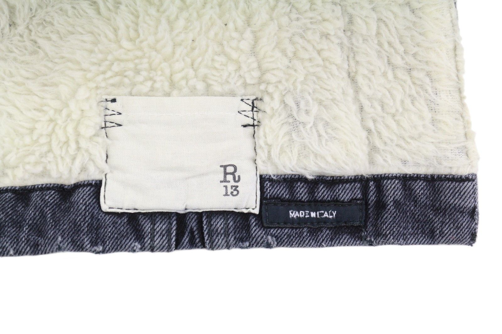 R13 LYLE TRUCKET COAT M Stone Black Sherpa Lined Denim 86586 Size M / US 6-8 / IT 42-44 - 12 Thumbnail