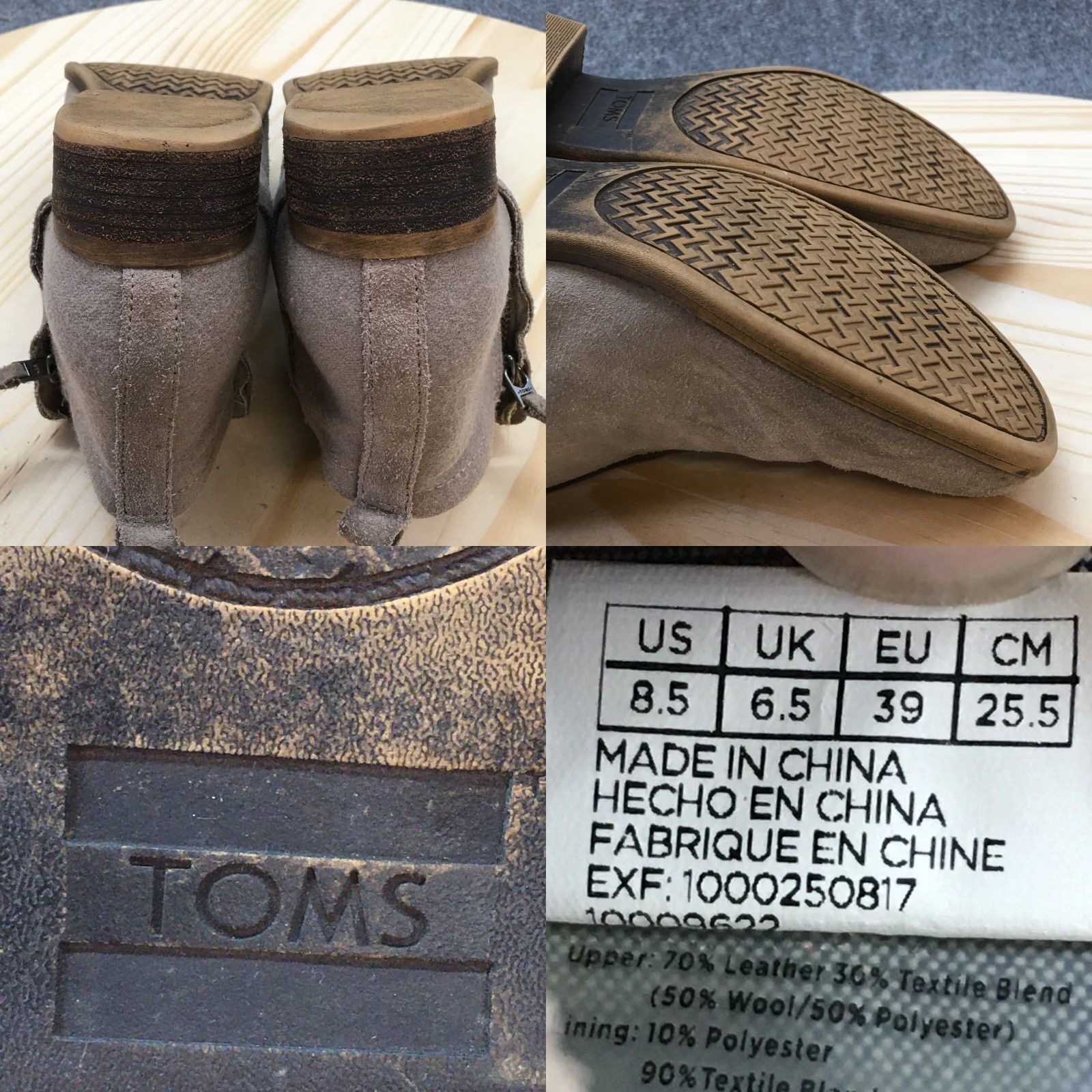 Toms TOMS Boots Womens 8.5 Deia Casual Slip On Ankle Bootie Taupe Suede Brown Leather Ultralight Zipper Casual 10009622 Boots Womens Size US 9 / IT 39 - 9 Thumbnail