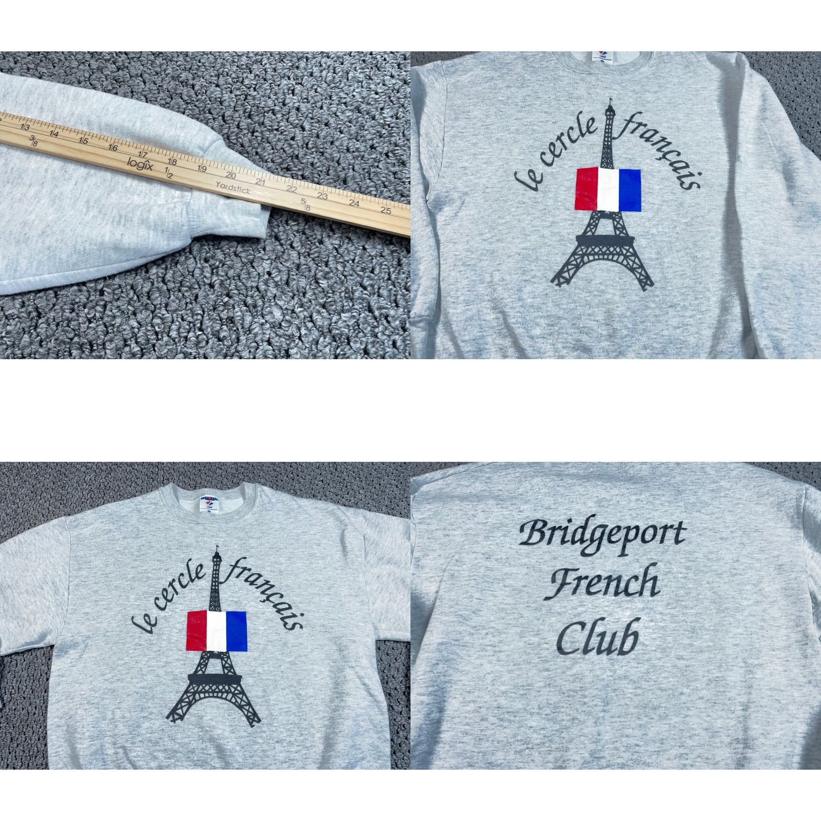 Jerzees VTG Bridgeport Michigan French Club Sweatshirt Adult Large Gray Crewneck 50/50 Size US L / EU 52-54 / 3 - 8 Thumbnail