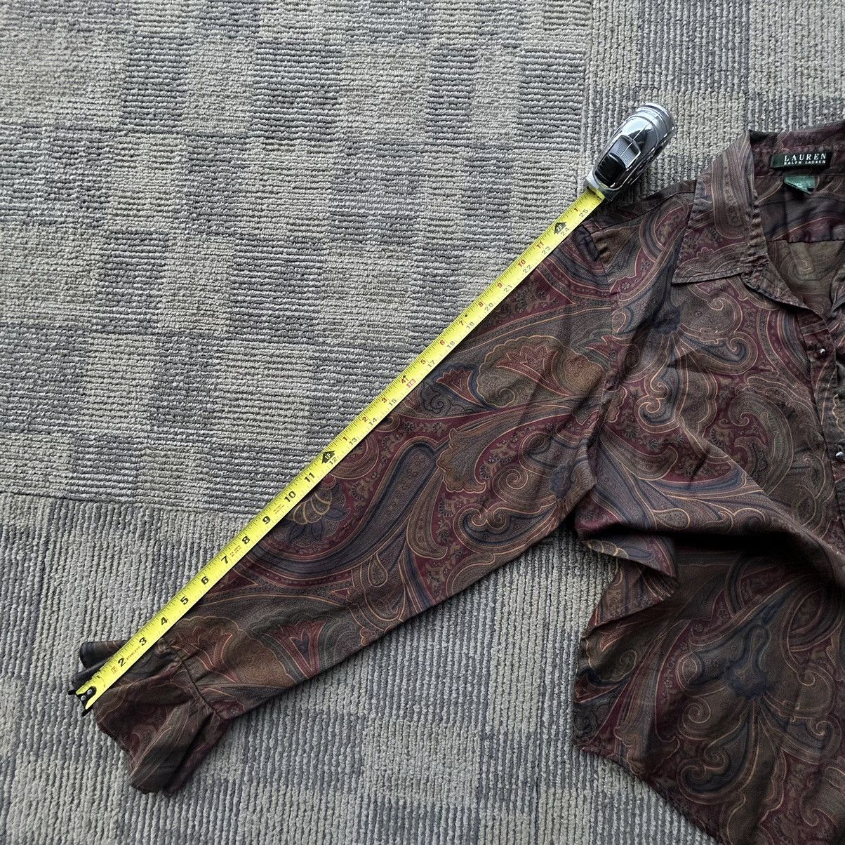 Ralph Lauren Vtg Ralph Lauren Paisley Silk Bell Sleeve Button-Up Shirt Size L / US 10 / IT 46 - 7 Thumbnail