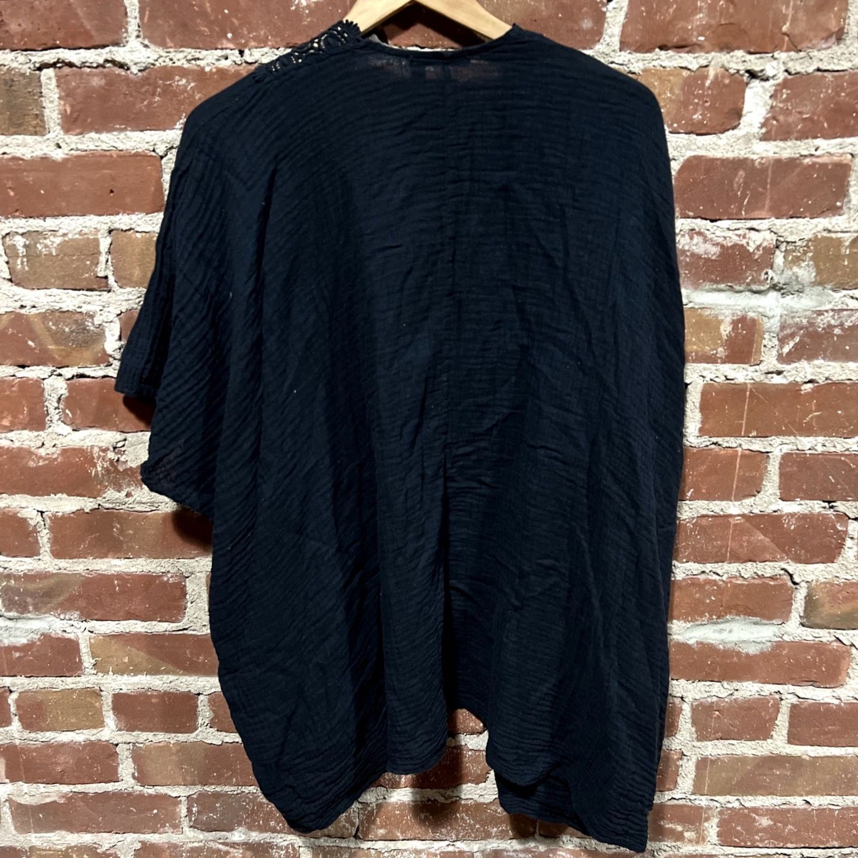 Vintage Fresh Produce Cardigan Sweater Women's One Size Black Cotton Open Front Size ONE SIZE - 4 Thumbnail