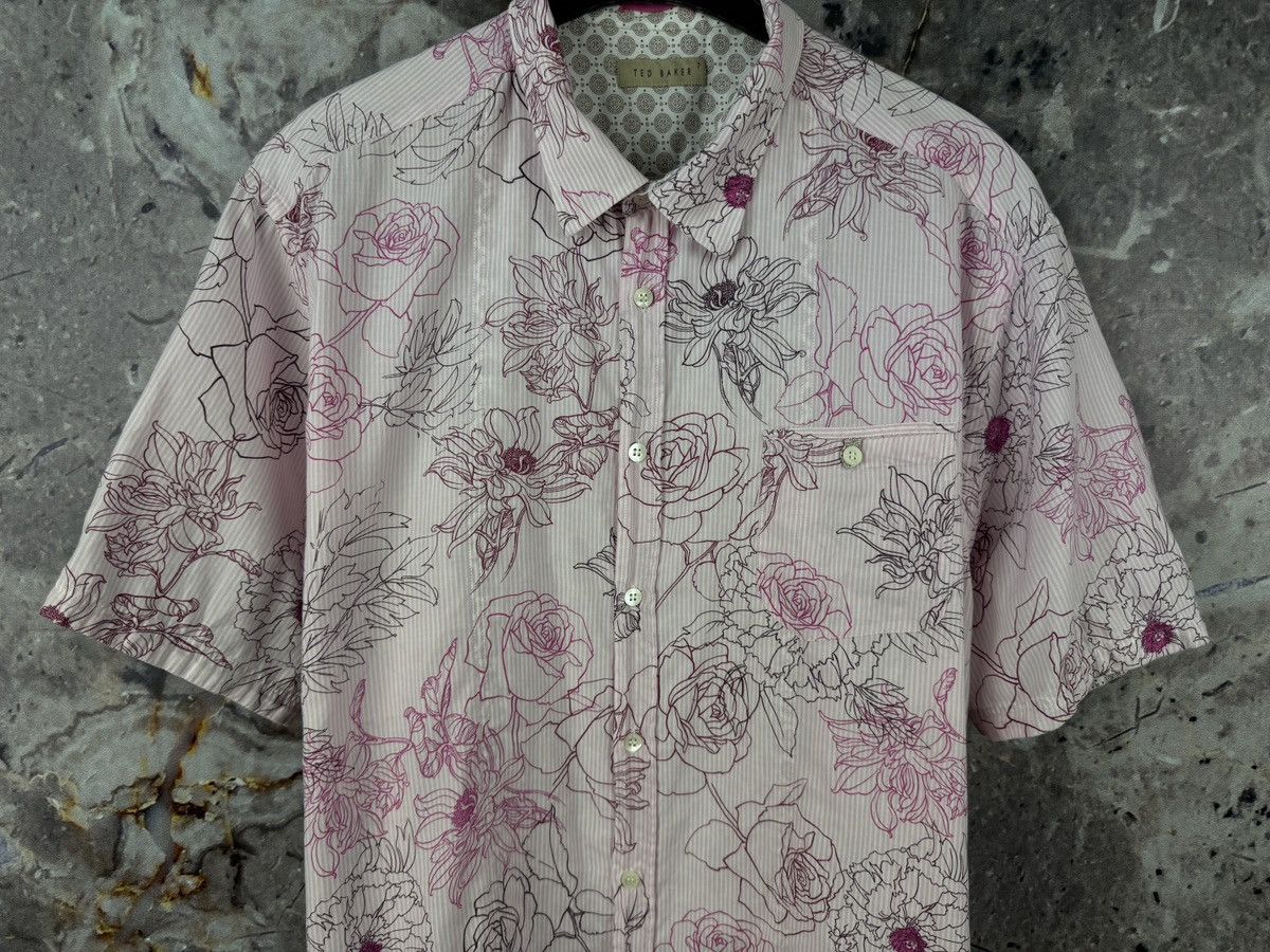 Ted Baker Ted Baker Floral Print Short Sleeve Button-Up Shirt Pink Size US XXL / EU 58 / 5 - 3 Thumbnail