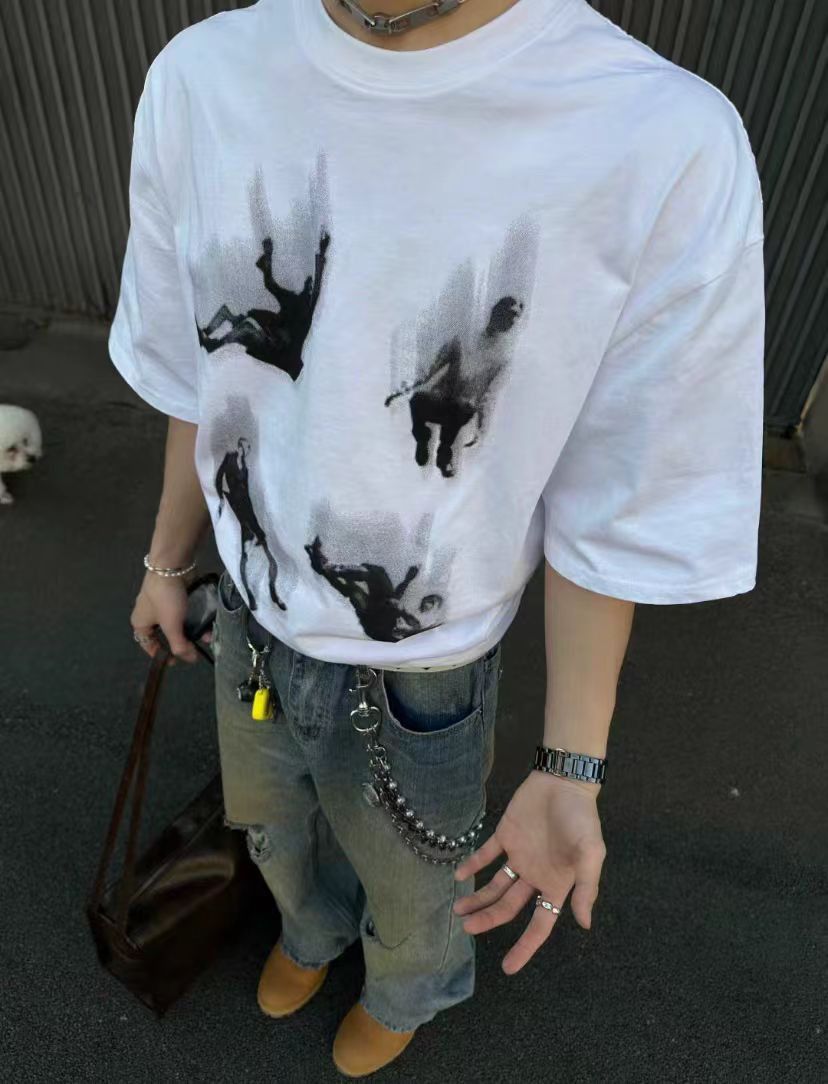 Vintage White Loose Printed Short Sleeve T Shirt Size US L / EU 52-54 / 3 - 3 Thumbnail