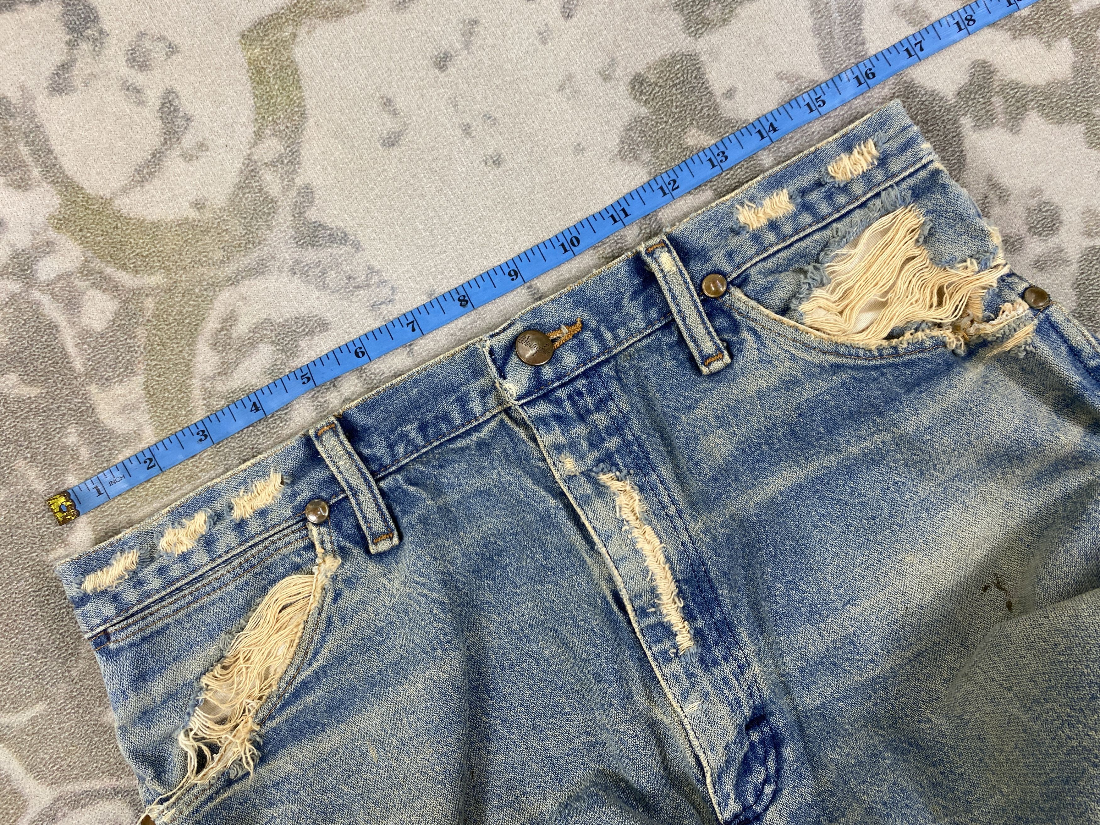Japanese Brand Distressed Blue Vintage Wrangler Jeans 32x28.5 Denim- JN3525 Size US 32 / EU 48 - 5 Thumbnail