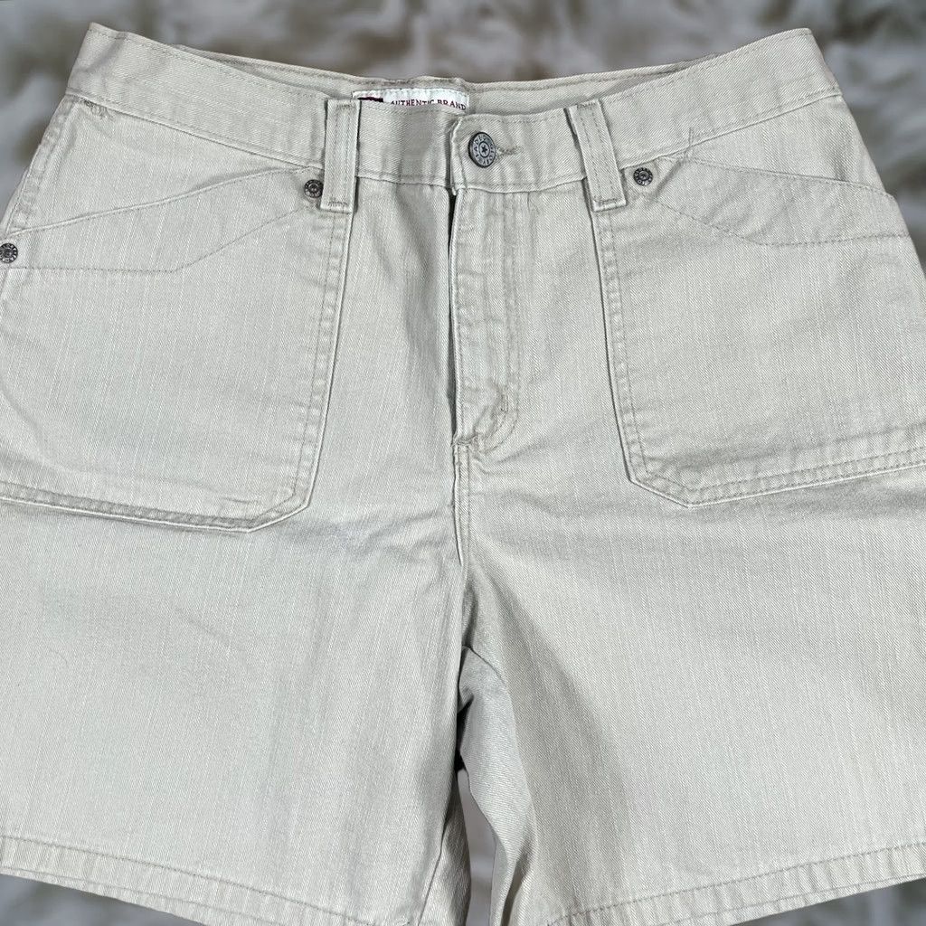 Faded Glory Faded Glory Shorts Womens 10 Mid Rise Flat Front Pockets Beige Denim Jean Cotton Shorts Size 32" / US 10 / IT 46 - 1 Thumbnail