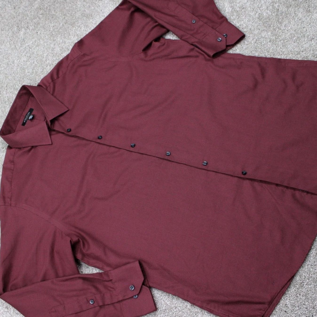 Vintage Structure Dress Shirt Mens 17-17 1/2, 32/33 XL Red Modern Fit Cotton/Poly L/S Shirt Size 48R - 7 Thumbnail