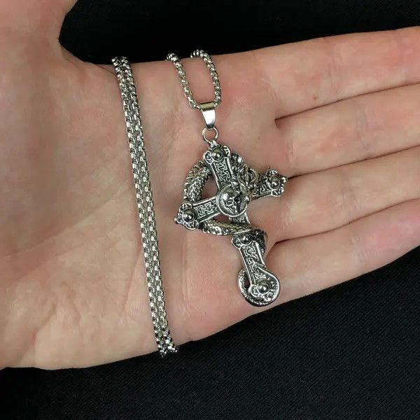 Jewelry Dragon Skull Cross Necklace Punk Chain Size ONE SIZE - 1 Thumbnail