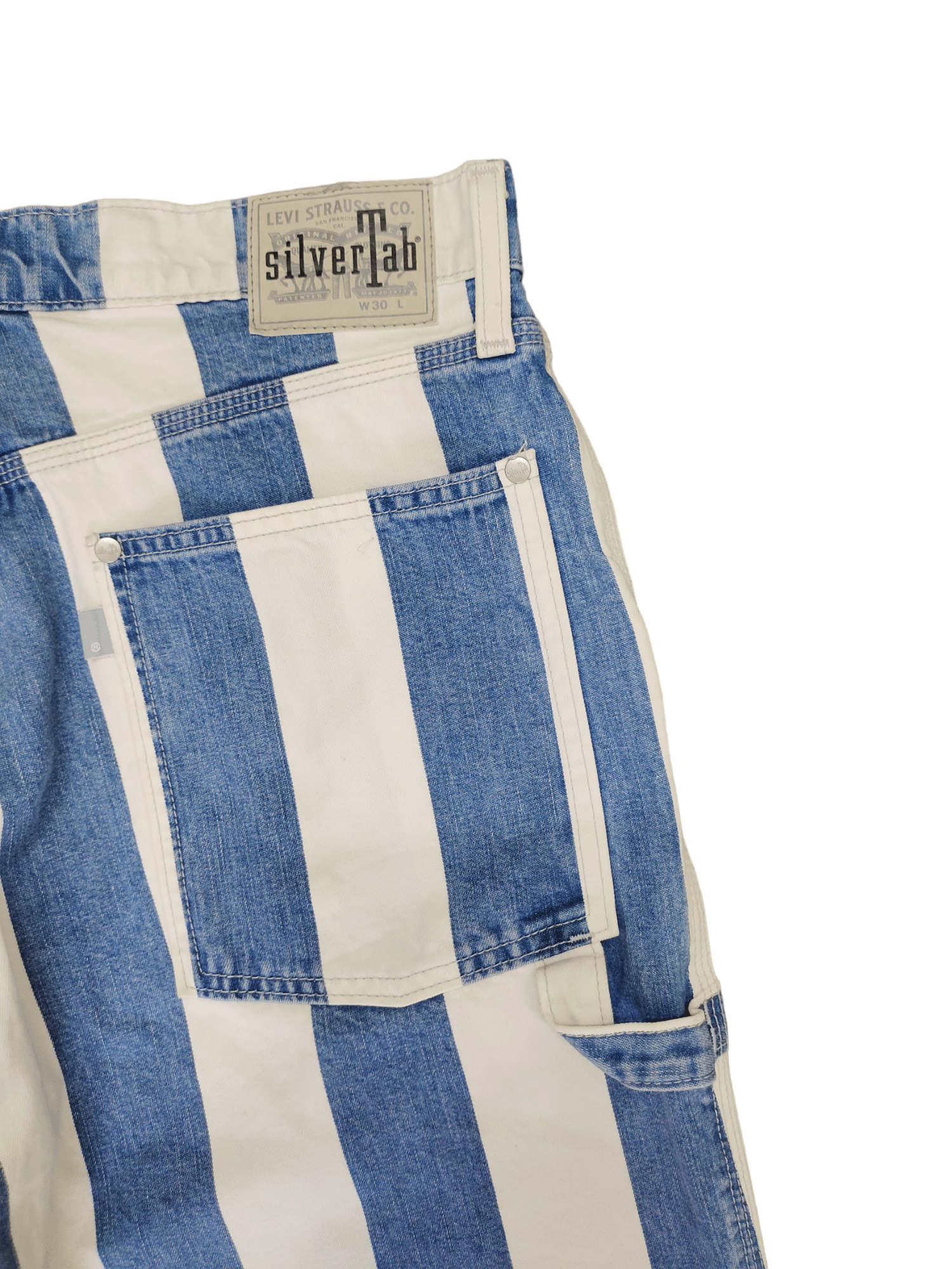 Levi's Vintage Clothing Baggy Jeans Levis Silver Tab Prisoner Striped Carpenter 3Q Size US 31 - 6 Thumbnail