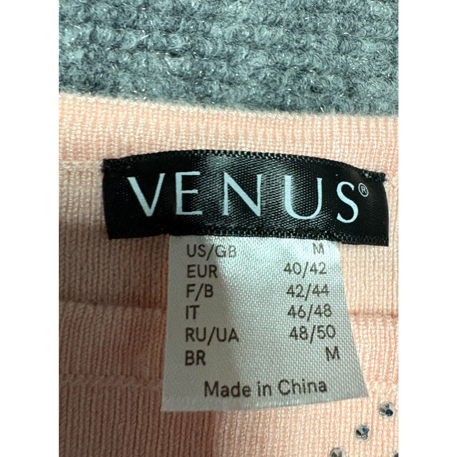 Venus Venus Sweater Womens M Peach Diamond Pattern Studded Pullover, Knit, Long Sleeve, Argyle/Diamond, Orange, Pullover, M, Regular Size M / US 6-8 / IT 42-44 - 2 Thumbnail