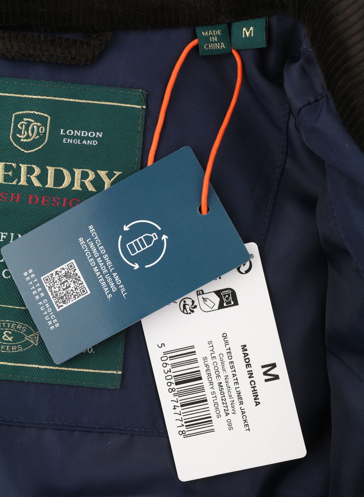 Superdry Estate Liner M Blue High Neck Padded 87144 Size US M / EU 48-50 / 2 - 8 Thumbnail