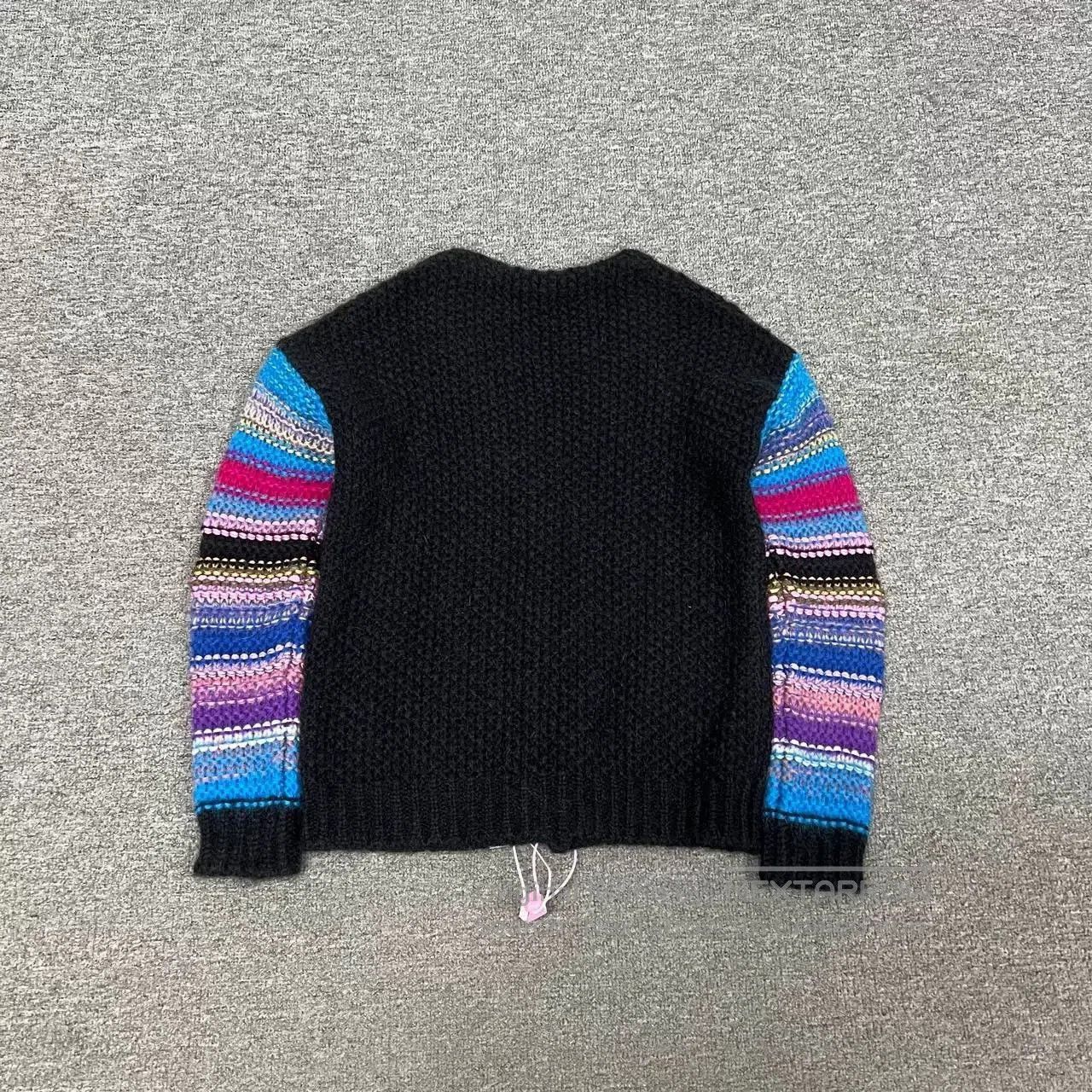 Saint Laurent Paris Saint Laurent Rainbow Sleeve Black Knit Cardigan XS. Size XS / US 0-2 / IT 36-38 - 6 Thumbnail