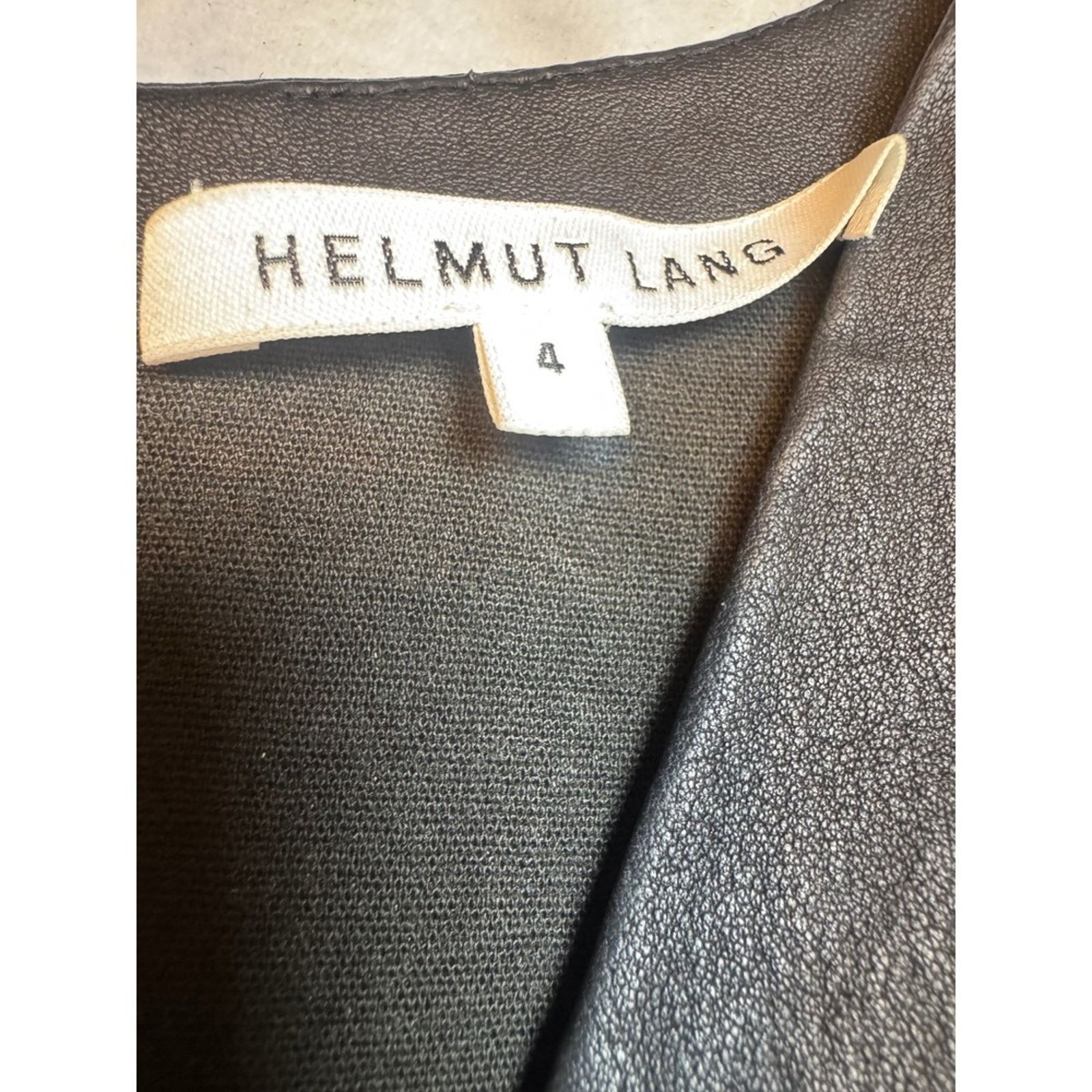 Helmut Lang Helmut Lang Black Leather Top – Minimalist V-Neck – Size 4 Size S / US 4 / IT 40 - 3 Thumbnail