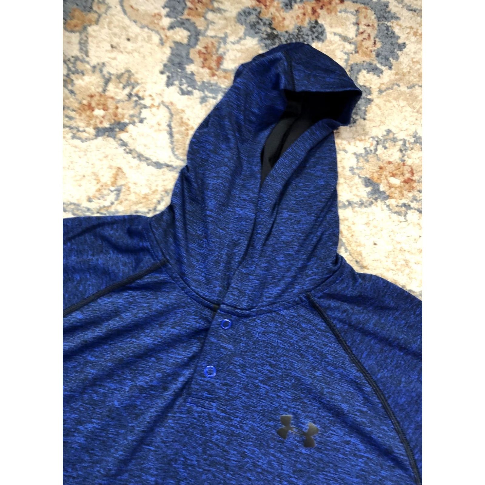 Under Armour Under Armour Hoodie Shirt Mens Large Blue Lightweight Henley Pullover HeatGear Shirt Size US L / EU 52-54 / 3 - 6 Thumbnail