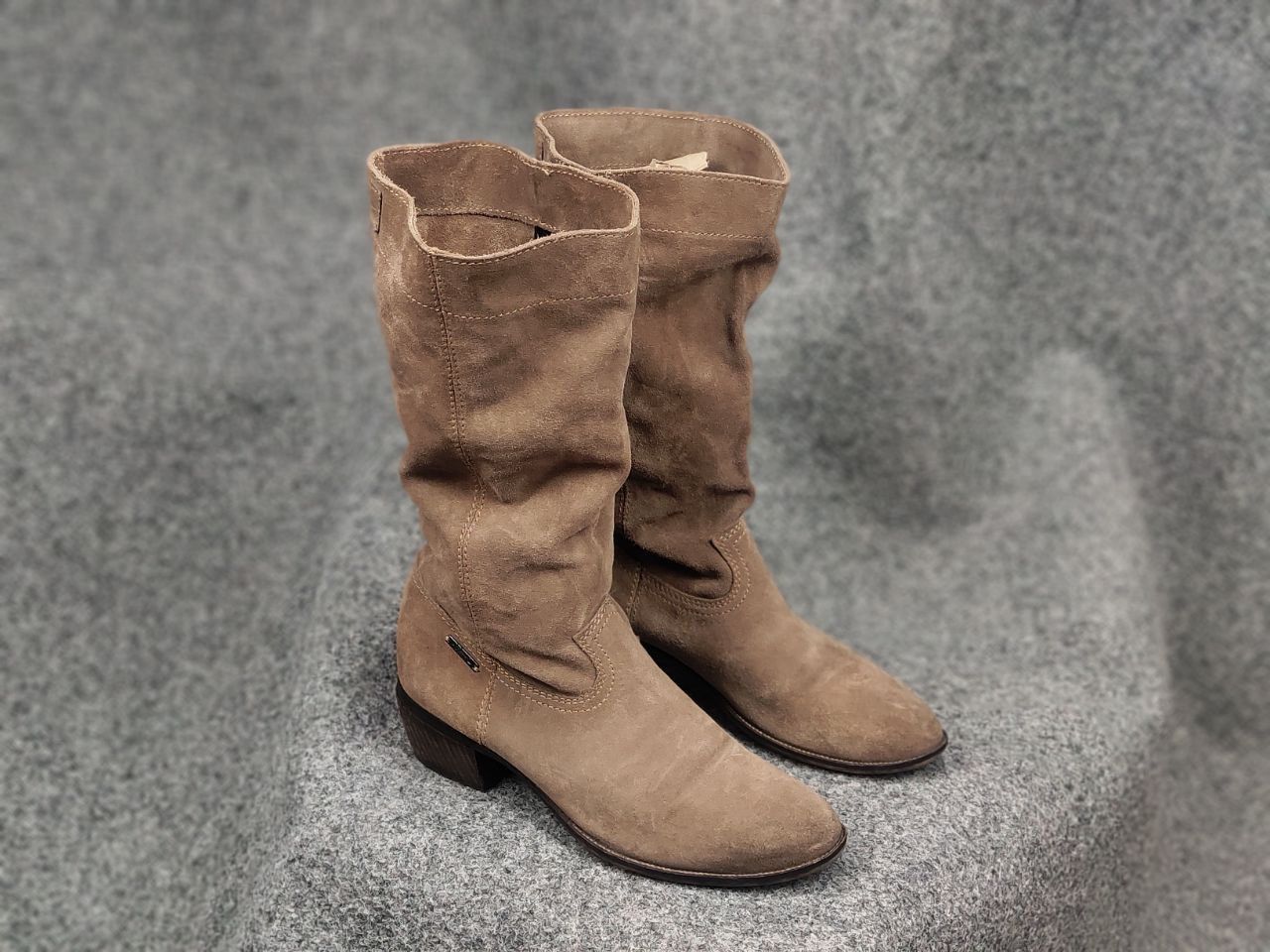 Diesel Vintage Diesel Beige Logo Suede Leather Cowboy Biker Boots Size US 10 / IT 40 - 2 Thumbnail