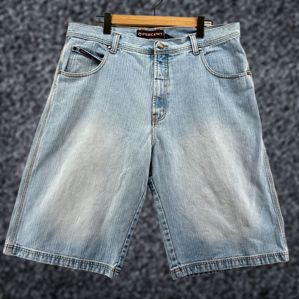 Vintage Percent Denim Bermuda Shorts Blue Men's Size 40 Light Wash 5-Pocket Design Size US 40 / EU 56 - 1 Thumbnail