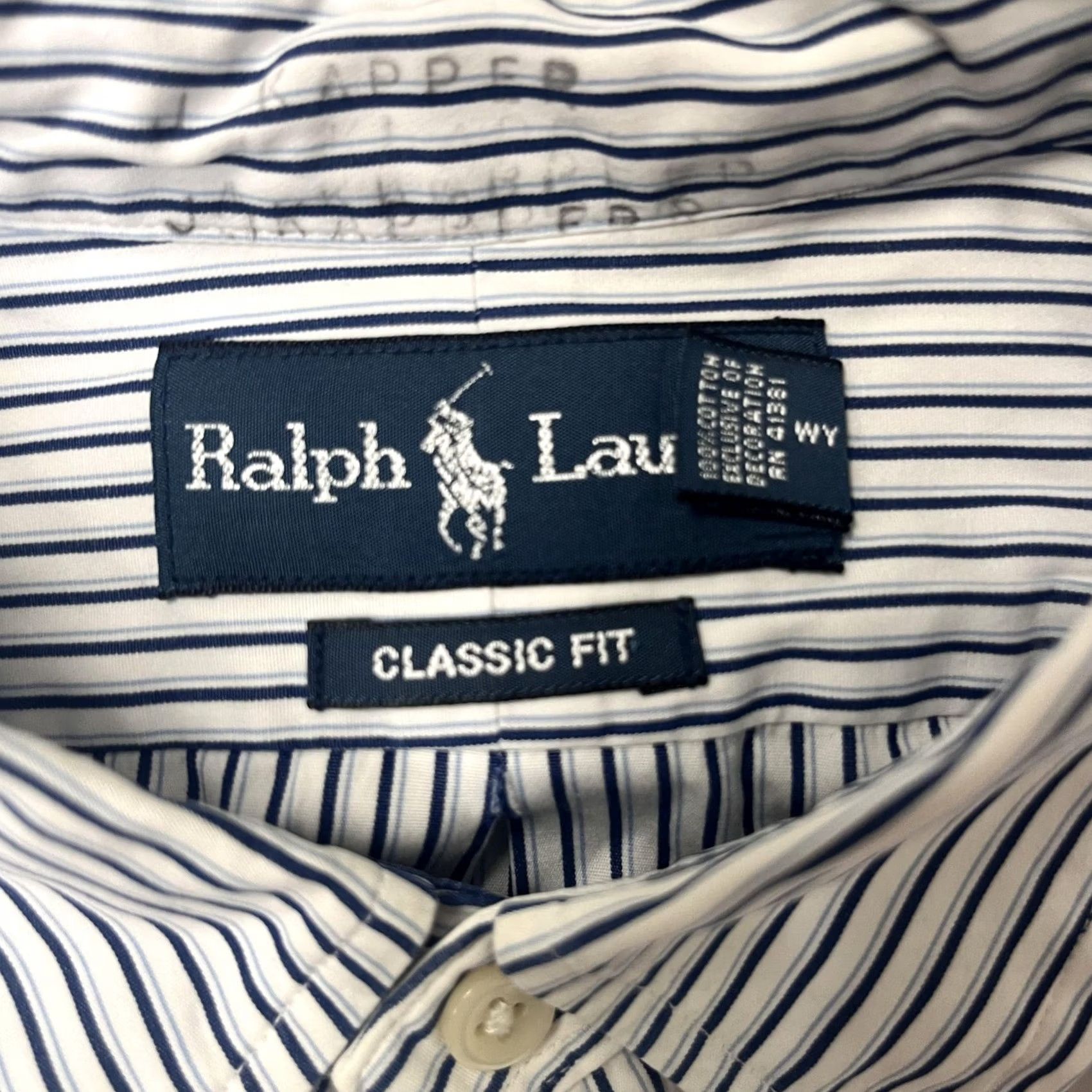 Ralph Lauren Ralph Lauren Dress Shirt Mens XL Blue Stripe Long Sleeve Button Down Classic Fit Shirt Size 46R - 2 Thumbnail