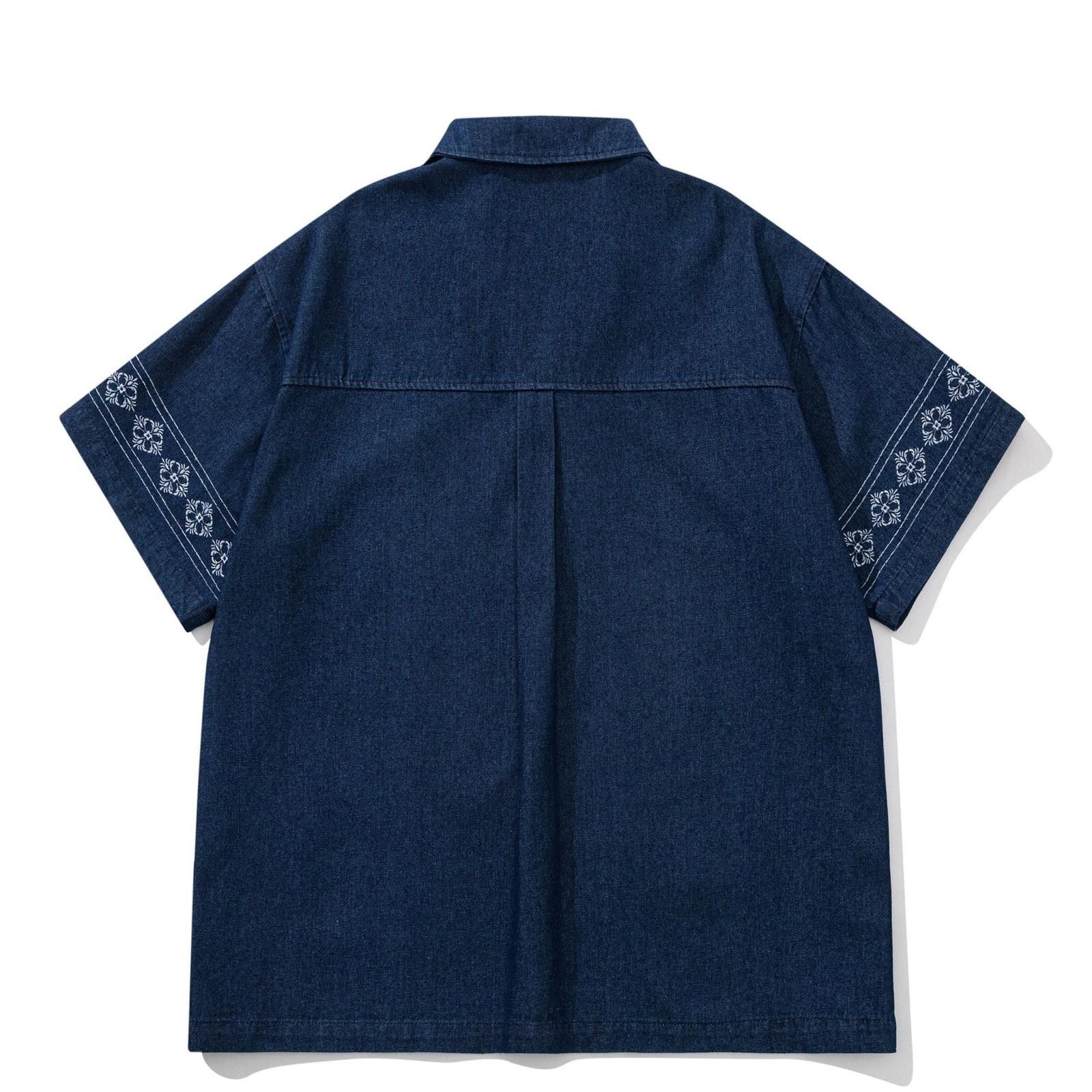 Other Indigo Denim Embroidered Short-Sleeve Camp Collar Shirt | Size US M / EU 48-50 / 2 - 2 Thumbnail