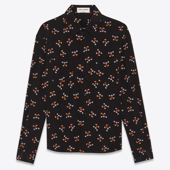 Saint Laurent Paris SS19 Saint Laurent Mickey Mouse silk black logo shirt 39 M Size US M / EU 48-50 / 2 - 25 Thumbnail