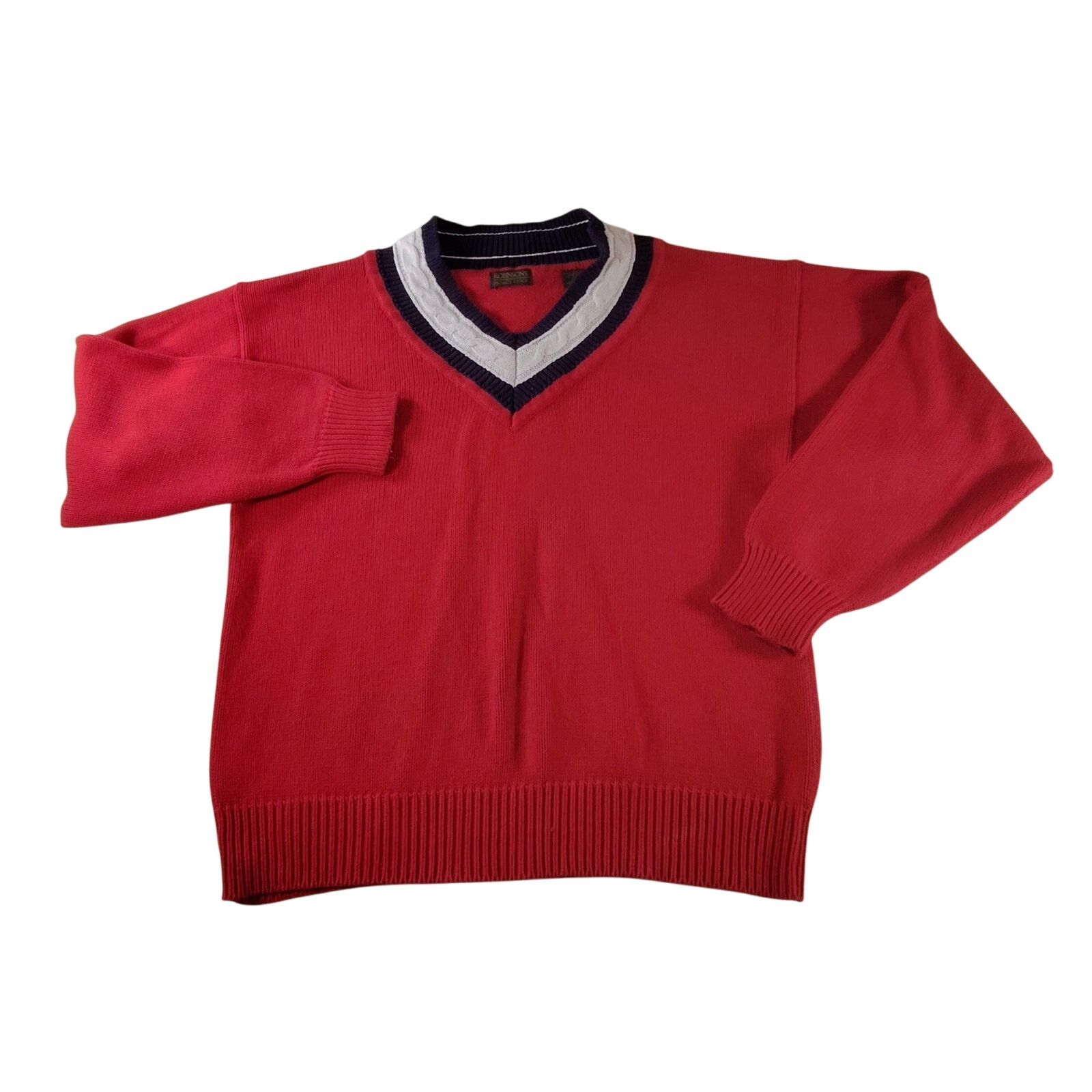 Royal Robbins Rare Vintage Robinsons V Neck Sweater Jumper Red Medium 80s Size US M / EU 48-50 / 2 - 1 Thumbnail