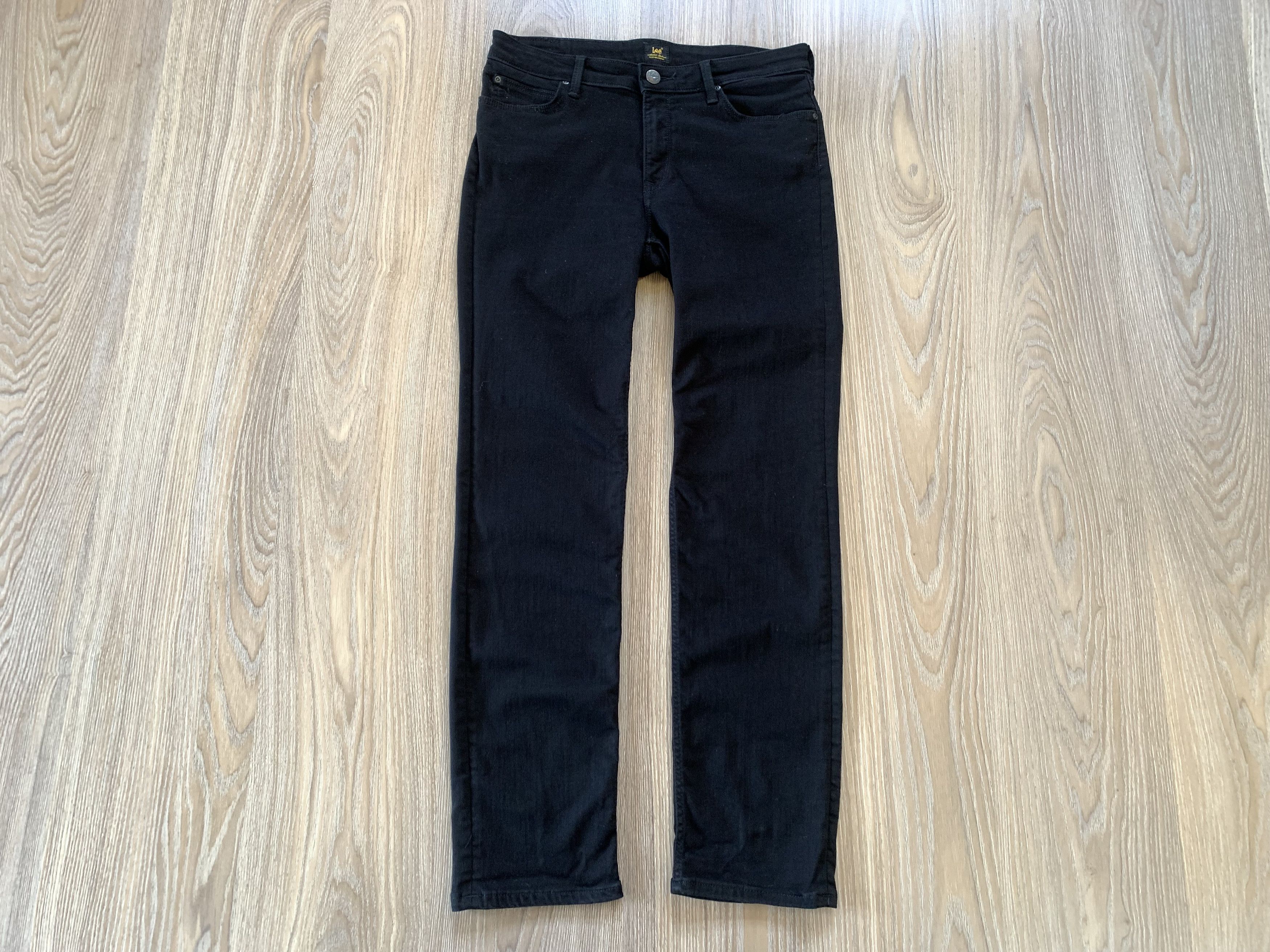 Lee Lee Women Marion Straight Stretch Regular Black Jeans Size 32" / US 10 / IT 46 - 2 Thumbnail