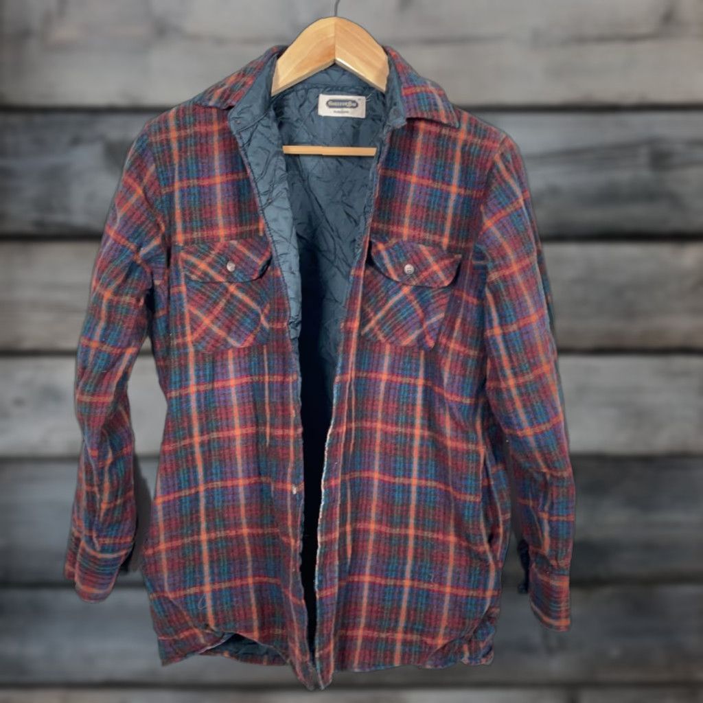 Arrow VINTAGE Arrow Wool Flannel Shirt Jacket Men Medium Red Blue Plaid Lightweight Shacket Size US M / EU 48-50 / 2 - 1 Thumbnail