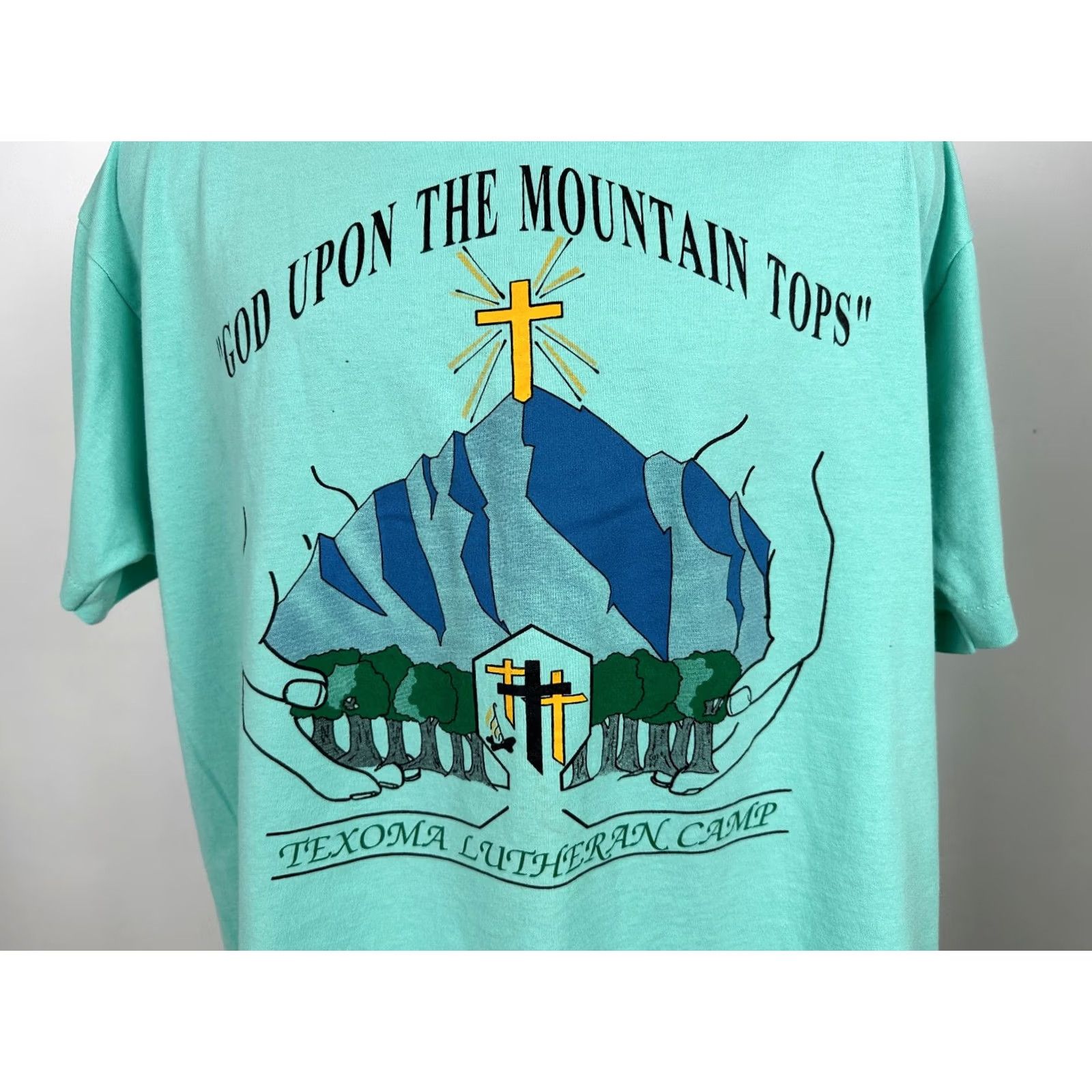 Fruit Of The Loom VINTAGE 90s Lutheran Christian Shirt XL God Upon Mountain Tops Nature USA Size US XL / EU 56 / 4 - 2 Thumbnail