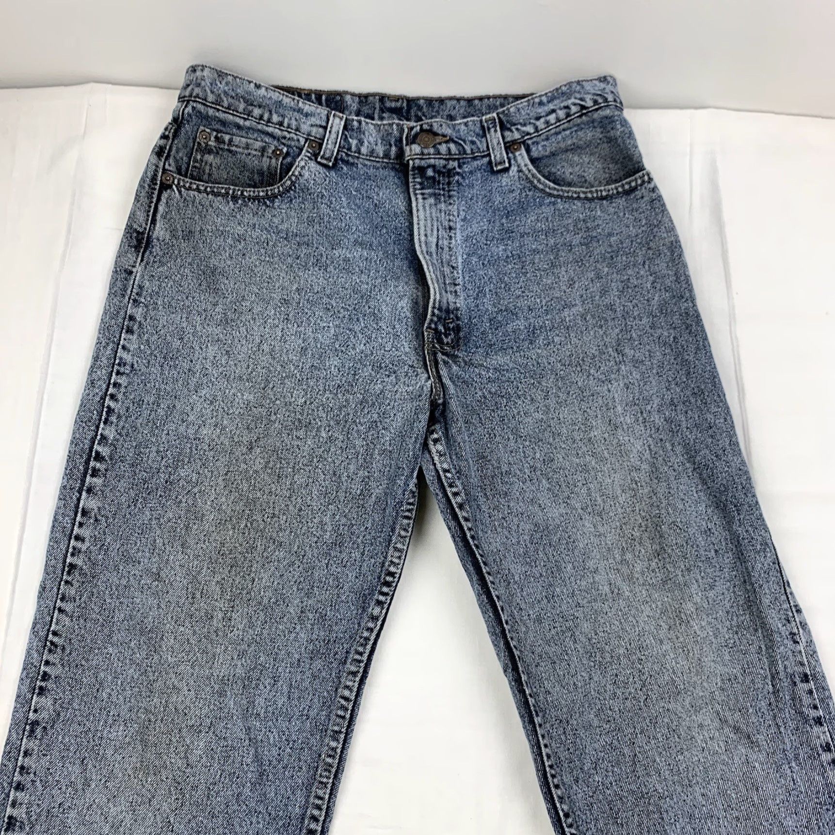 Levi's VINTAGE Levi's Jeans Adult 36x30 Dark Blue Stone Washed Made in USA 90s American Jeans Men's 36 Dark Blue 90s USA Stone Washed Straight Denim Jeans Size US 36 / EU 52 - 3 Thumbnail